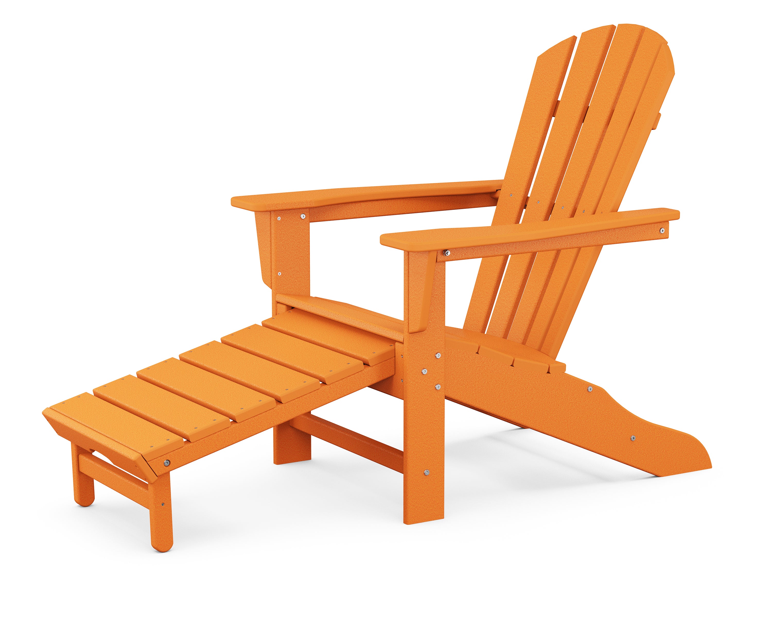 POLYWOOD Palm Coast Ultimate Adirondack with Hideaway Ottoman in Tangerine