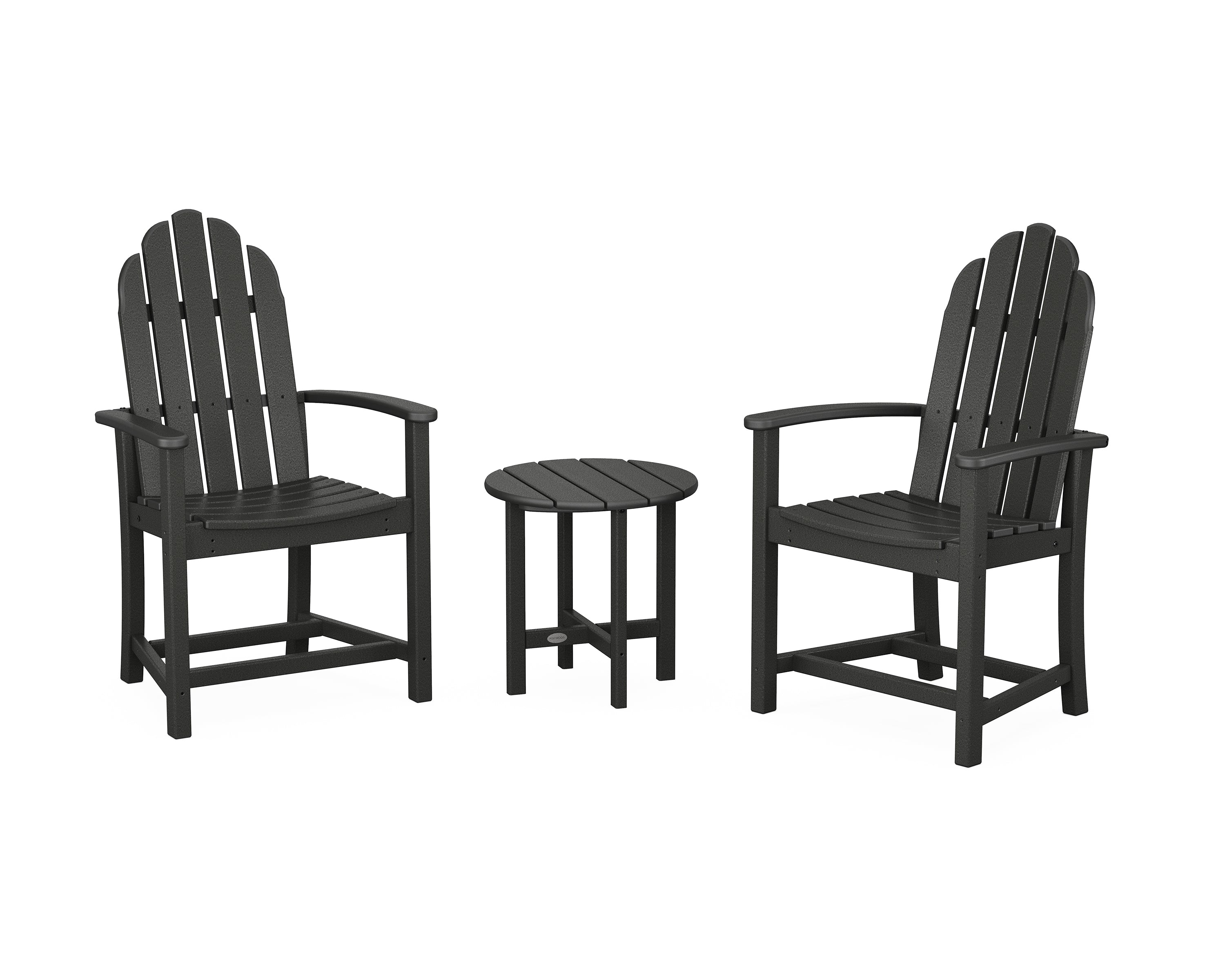 POLYWOOD Classic 3-Piece Upright Adirondack Chair Set in Black