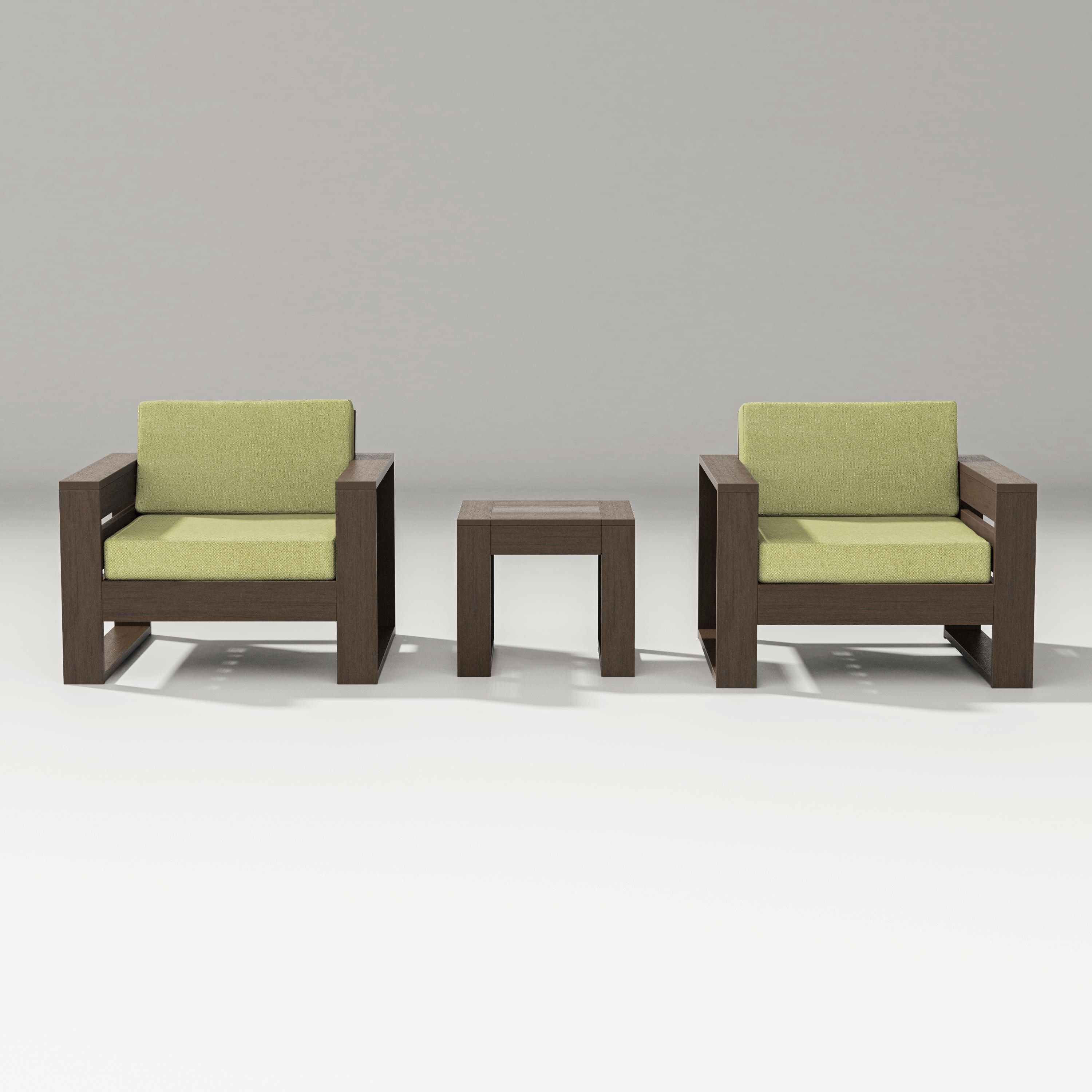 PW Designer Series Latitude 3-Piece Lounge Chair Set in Kona / Chartreuse Boucle