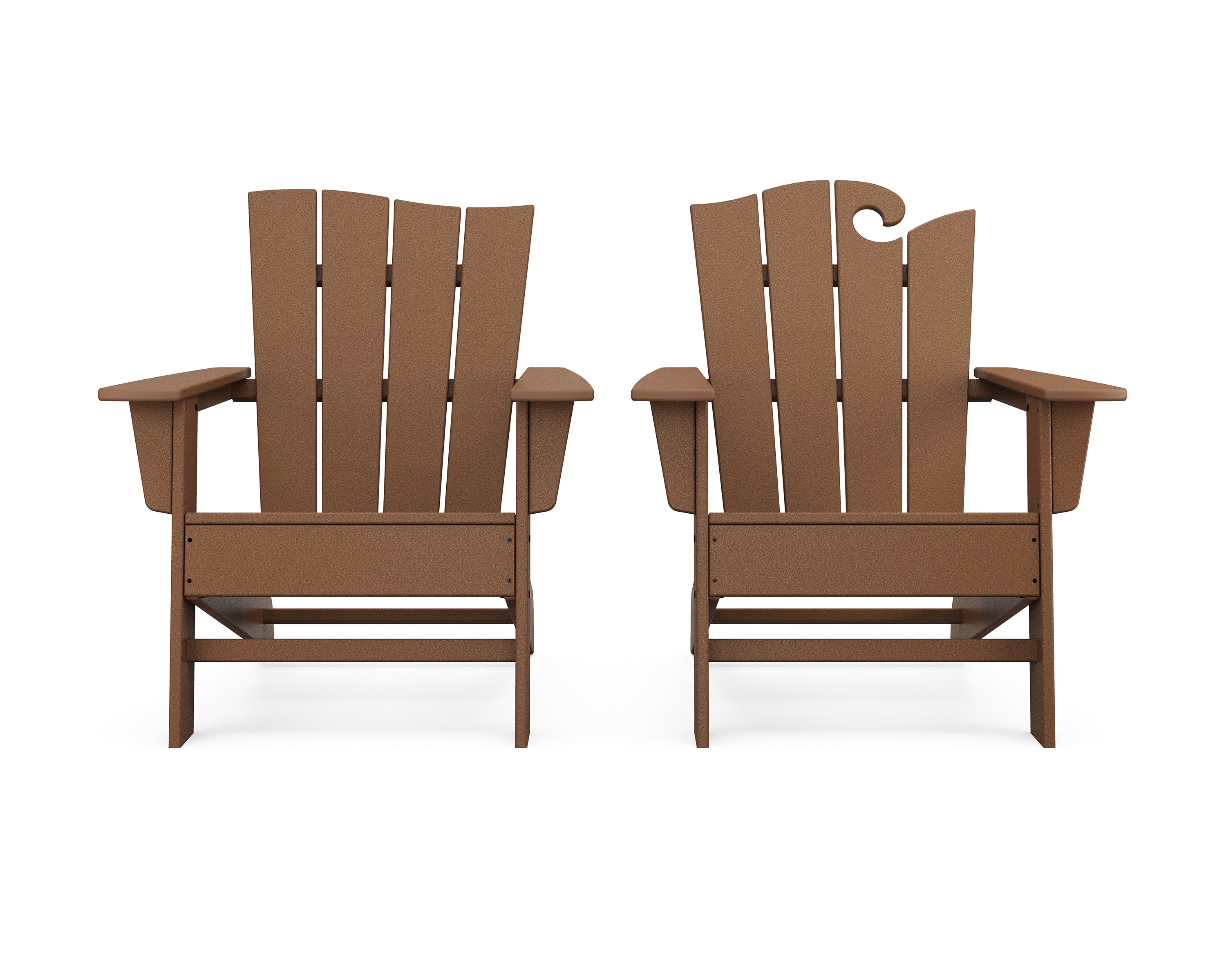 POLYWOOD® Wave 2-Piece Adirondack Set with The Wave Chair Left in Teak
