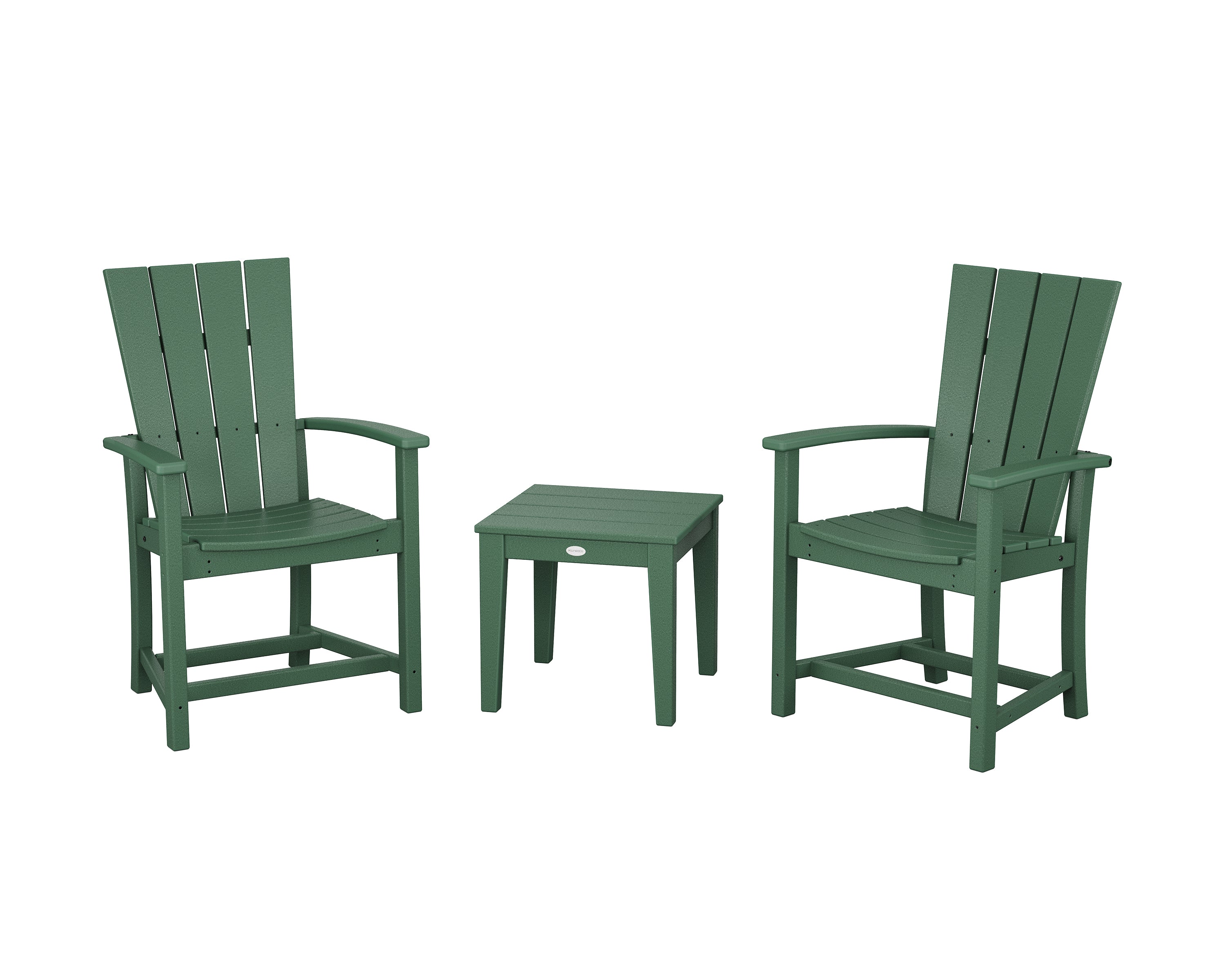 POLYWOOD Quattro 3-Piece Upright Adirondack Chair Set in Green