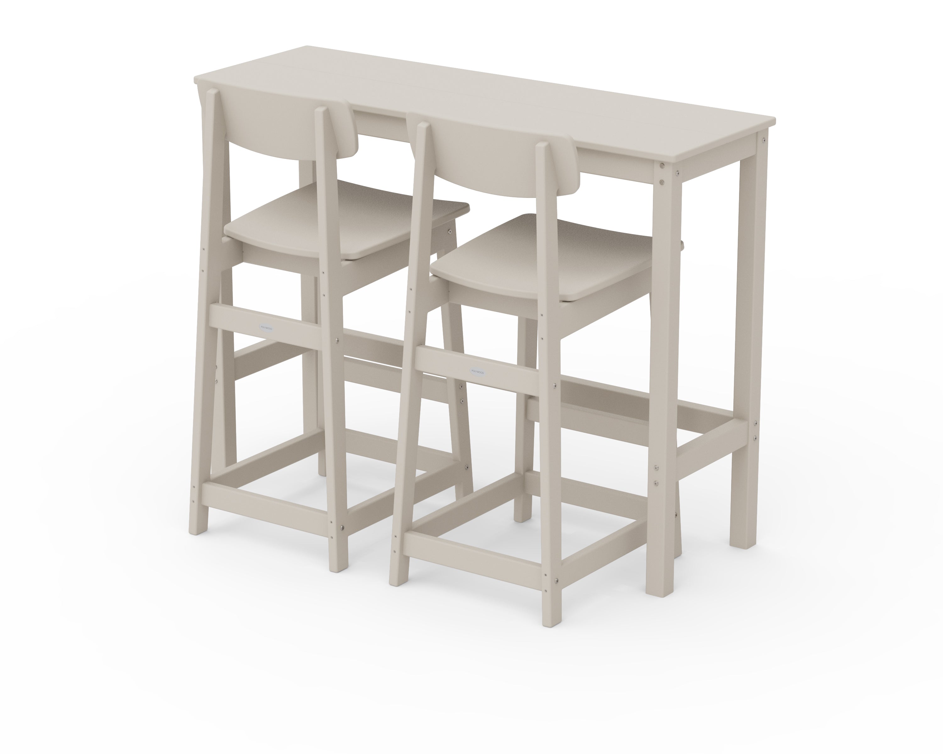 POLYWOOD Modern Studio Urban Bar Chair 3-Piece Balcony Set in Sand