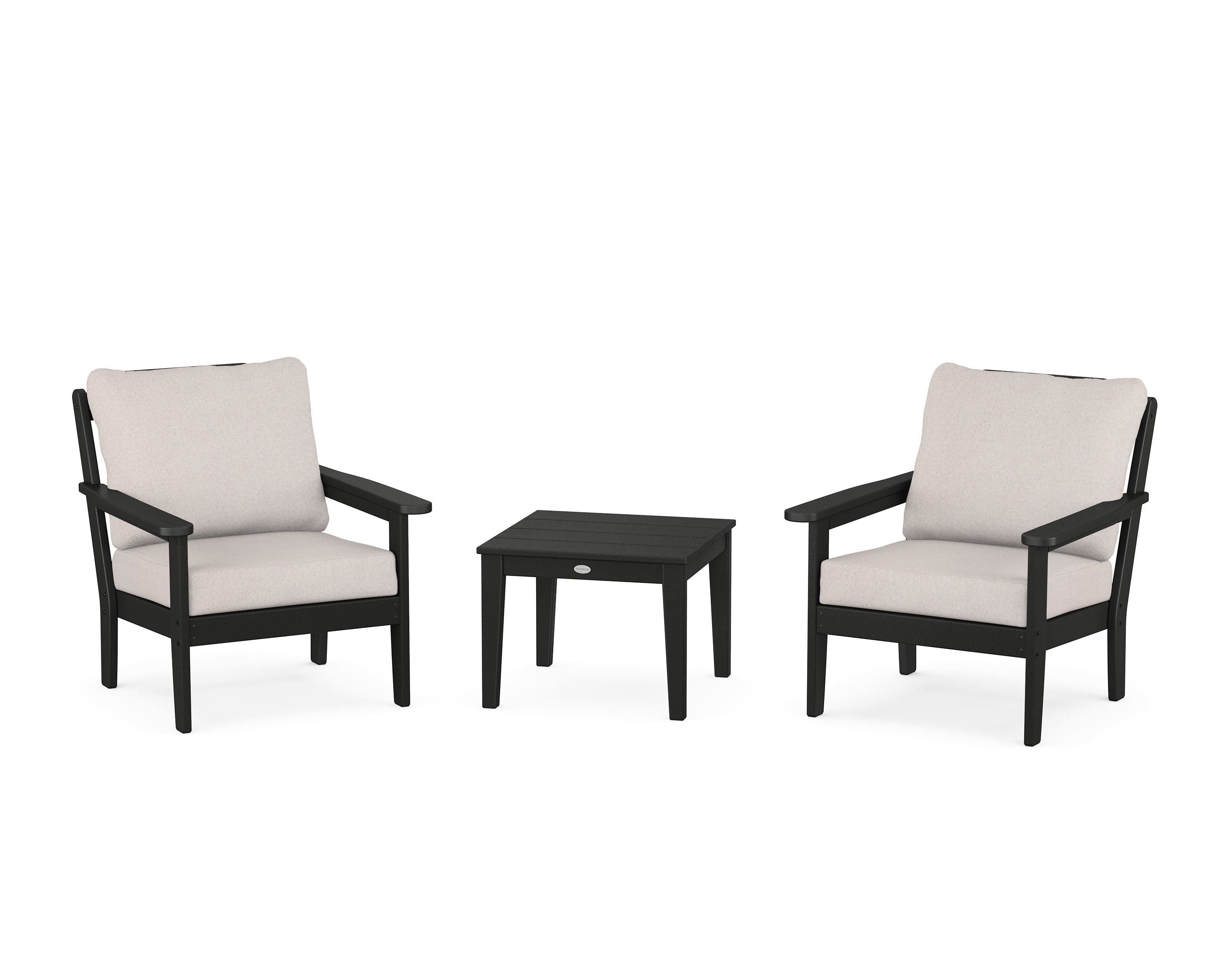 Country Living Cottage 3-Piece Deep Seating Set in Black / Dune Burlap
