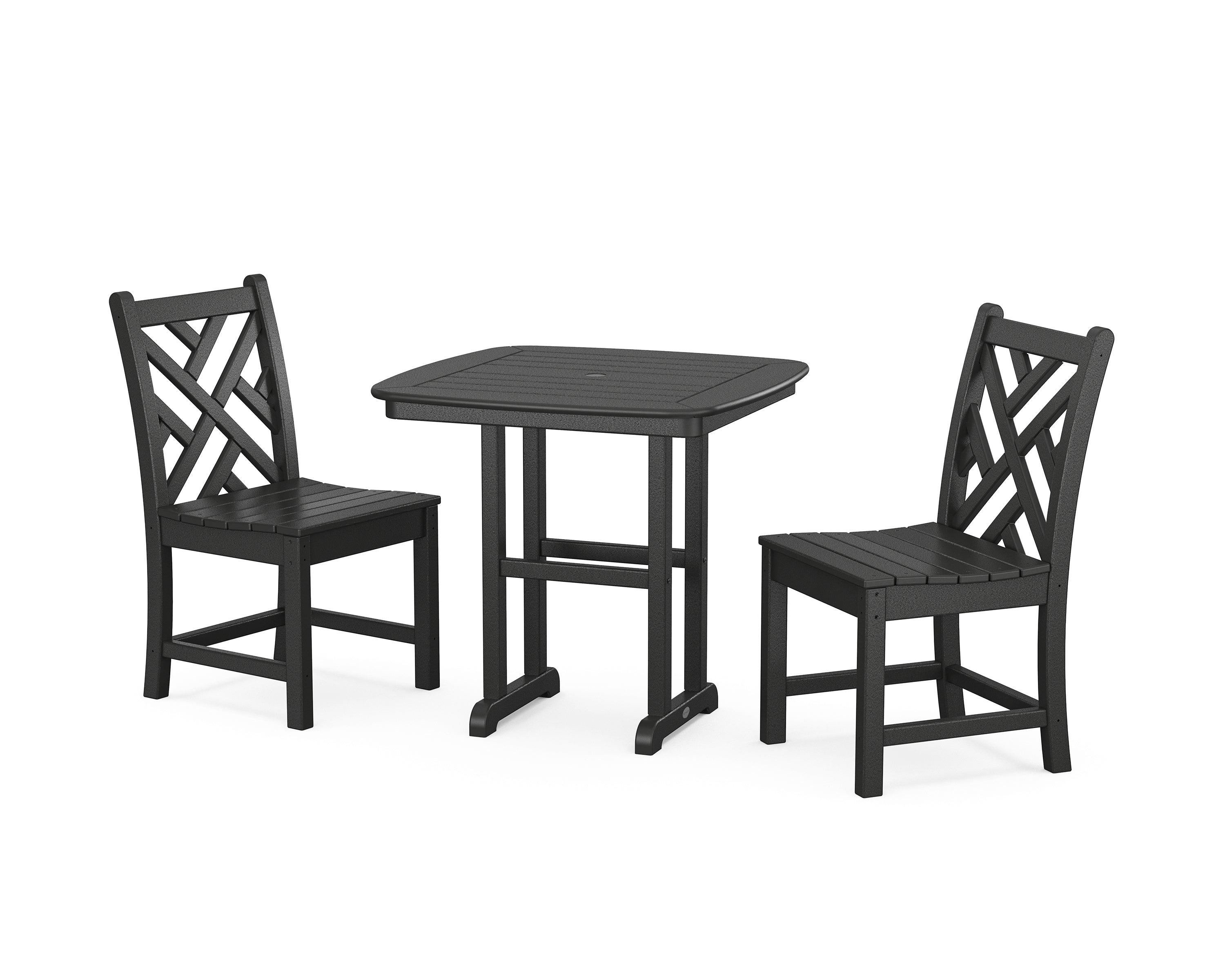 POLYWOOD® Chippendale Side Chair 3-Piece Dining Set in Black
