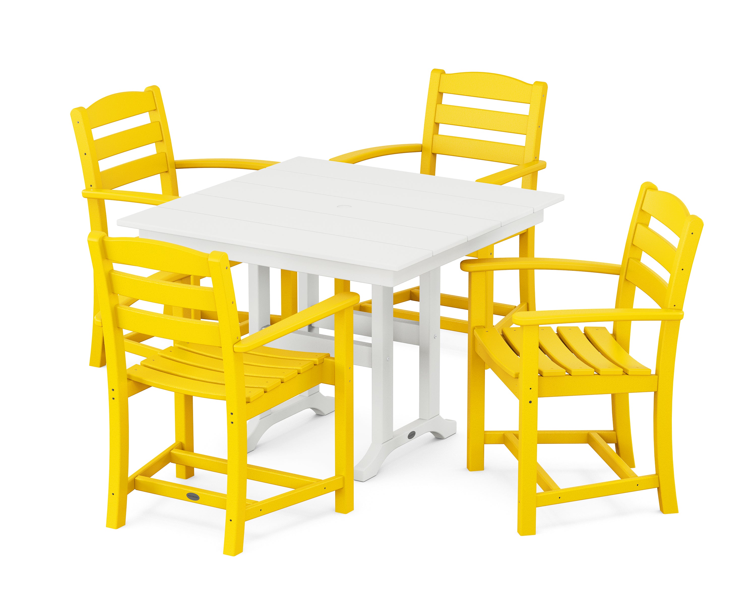 POLYWOOD La Casa Café 5-Piece Farmhouse Dining Set in Lemon / White