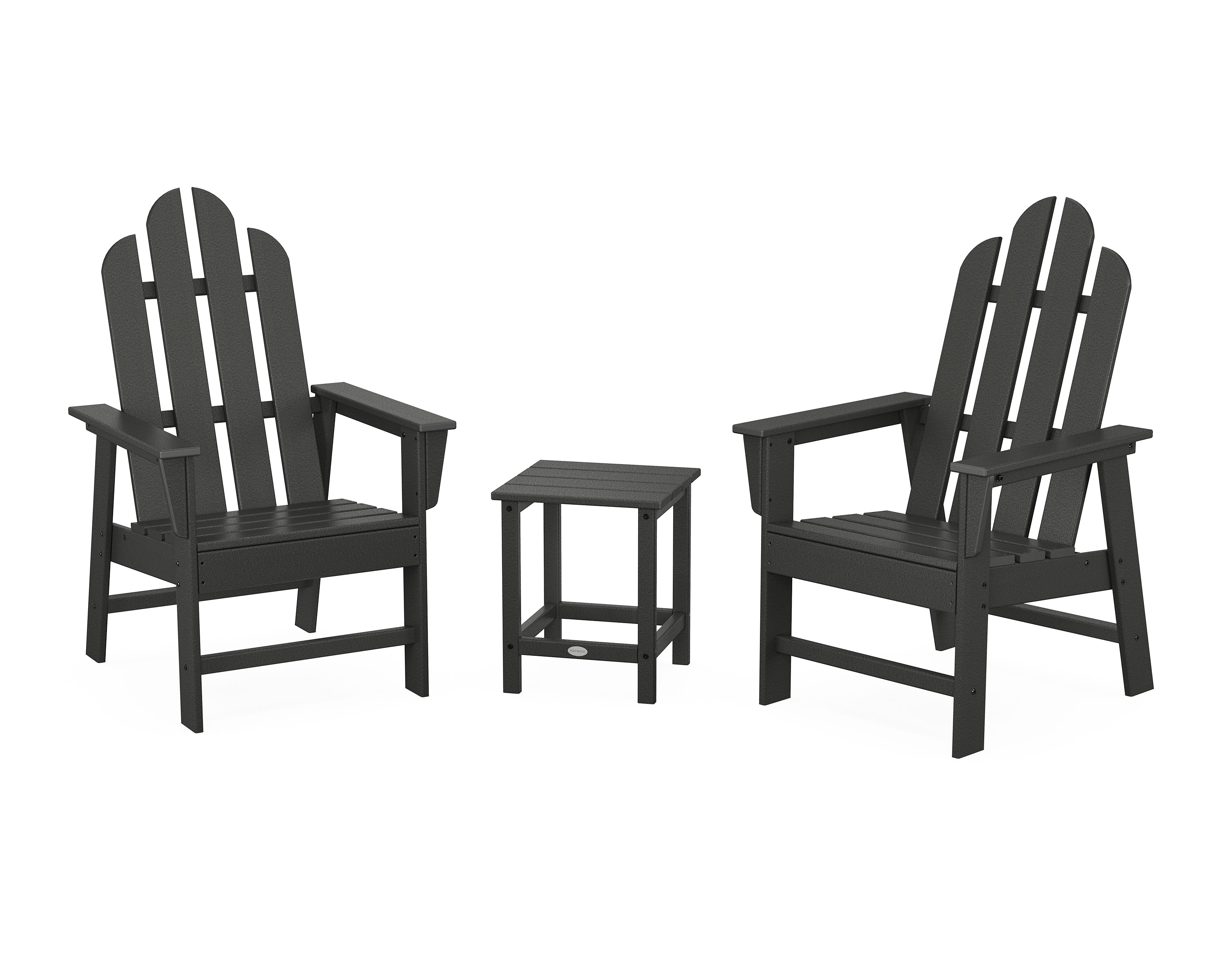 POLYWOOD Long Island 3-Piece Upright Adirondack Chair Set in Black