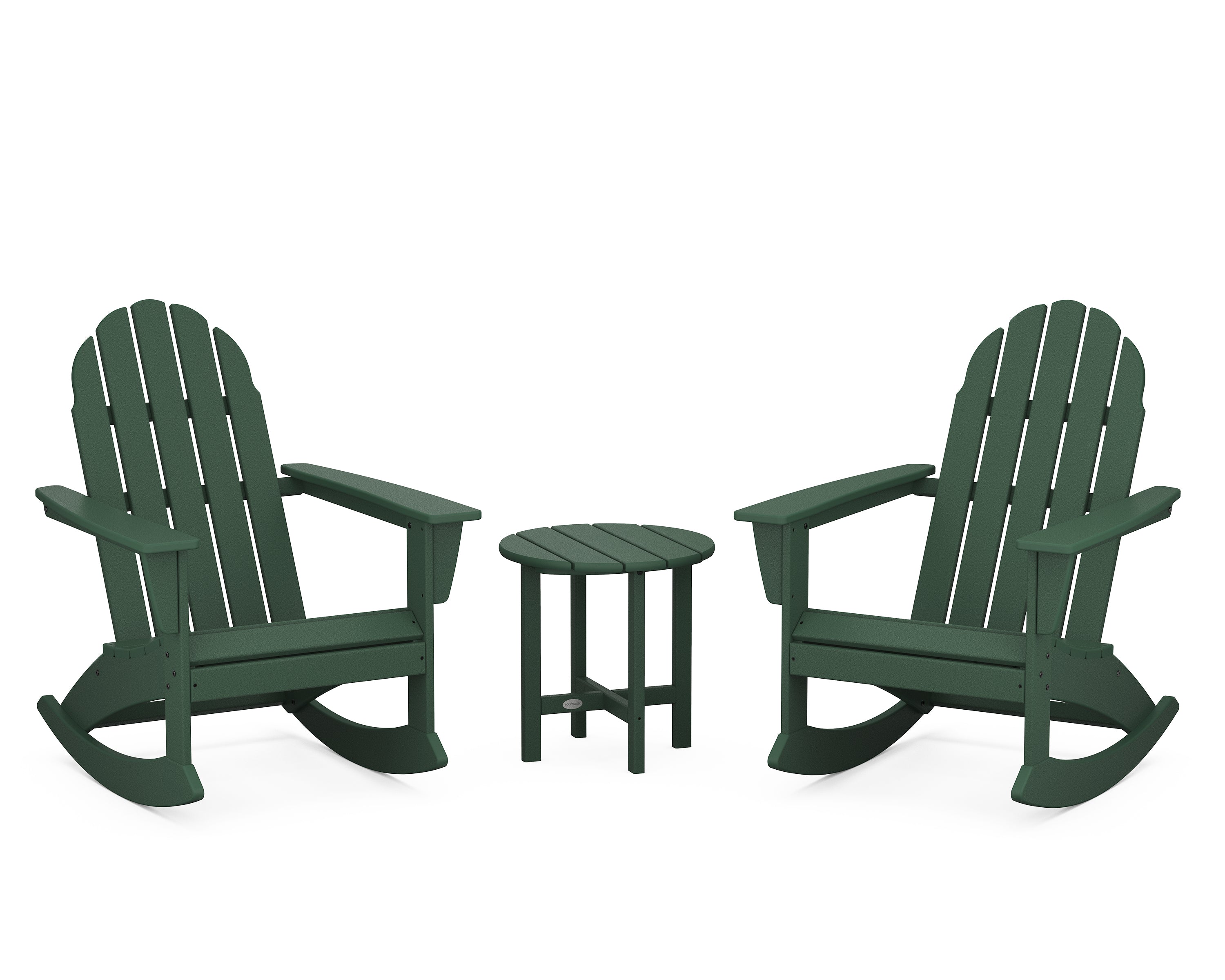 POLYWOOD Vineyard 3-Piece Adirondack Rocking Chair Set in Green