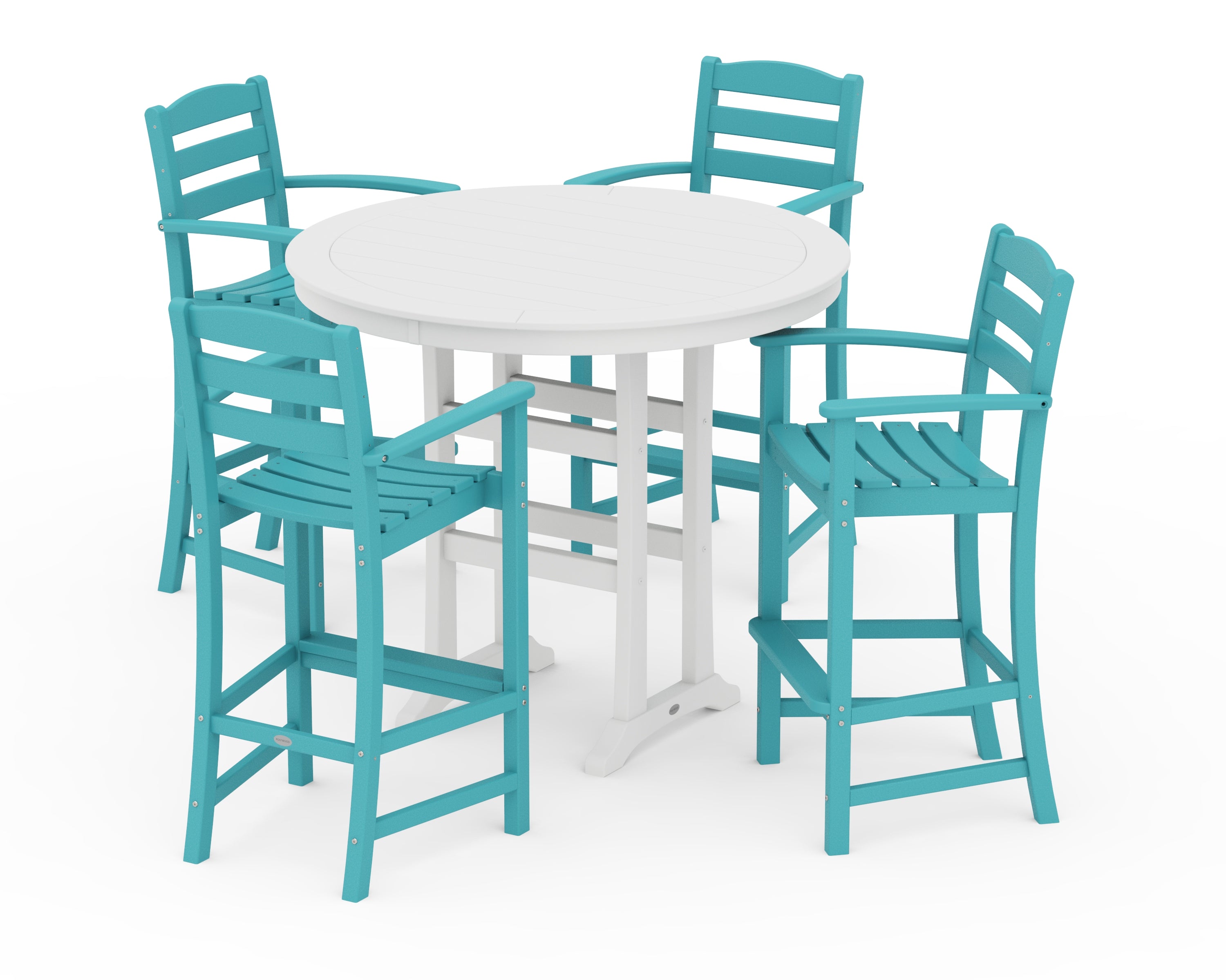 POLYWOOD La Casa Café 5-Piece Bar Dining Set in Aruba / White