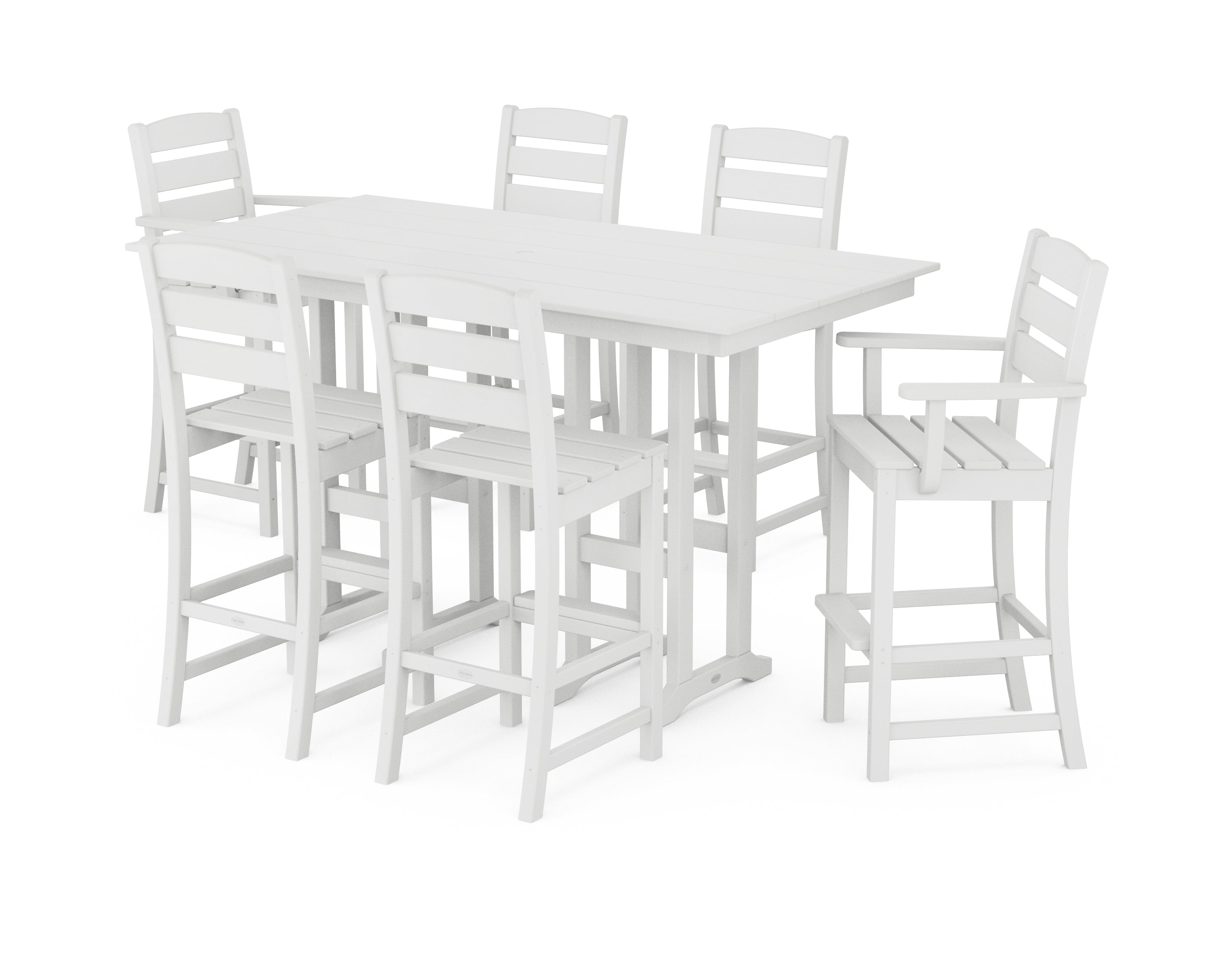 POLYWOOD Lakeside 7-Piece Bar Set in White