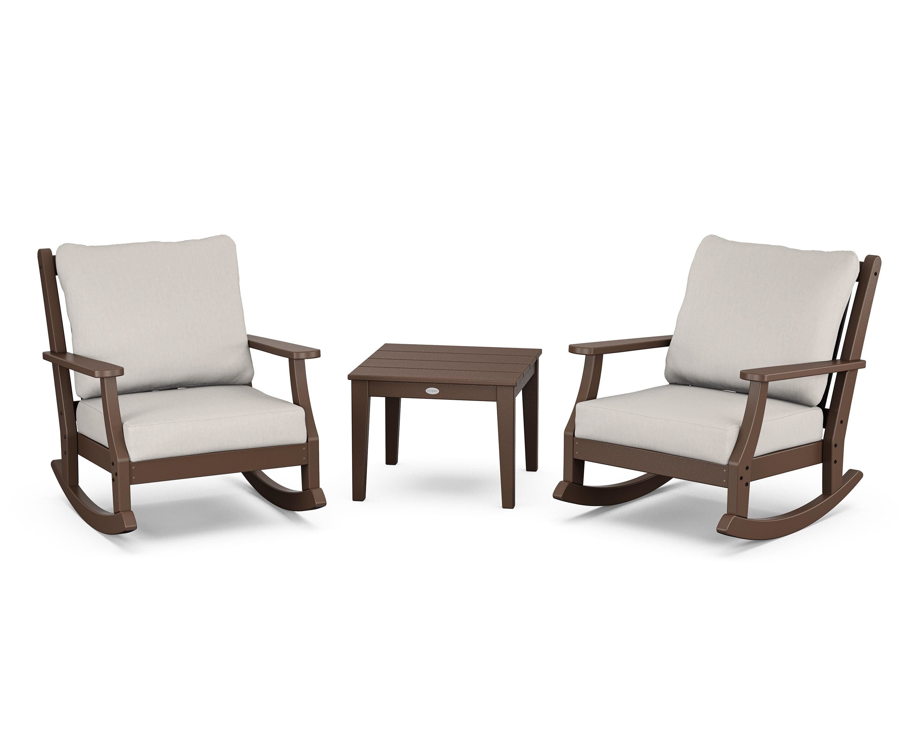 Country Living Wovendale 3-Piece Deep Seating Rocker Set in Mahogany / Cast Ash
