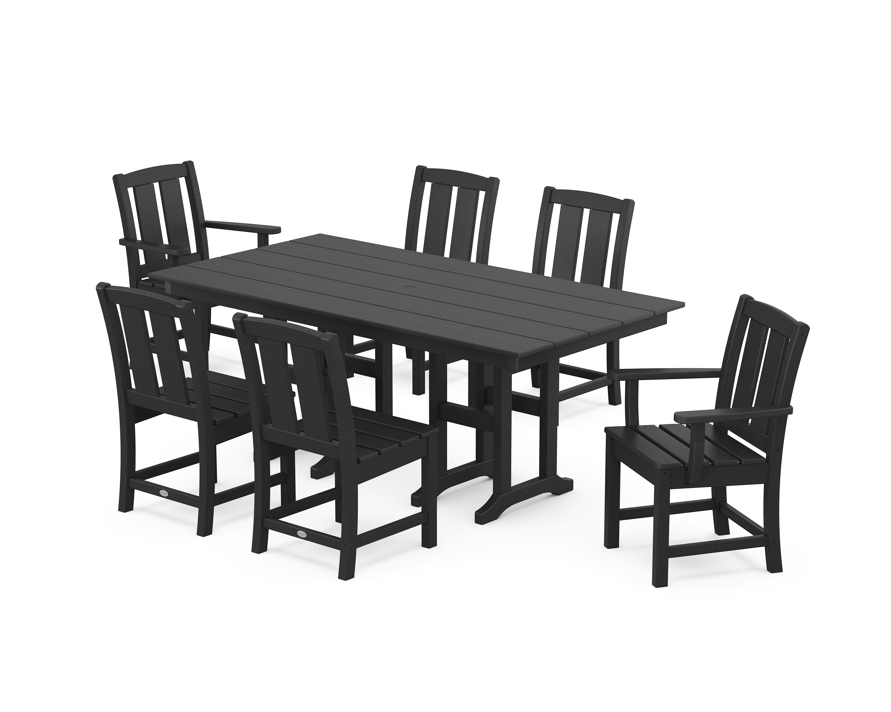 POLYWOOD Mission 7-Piece Farmhouse Dining Set in Black
