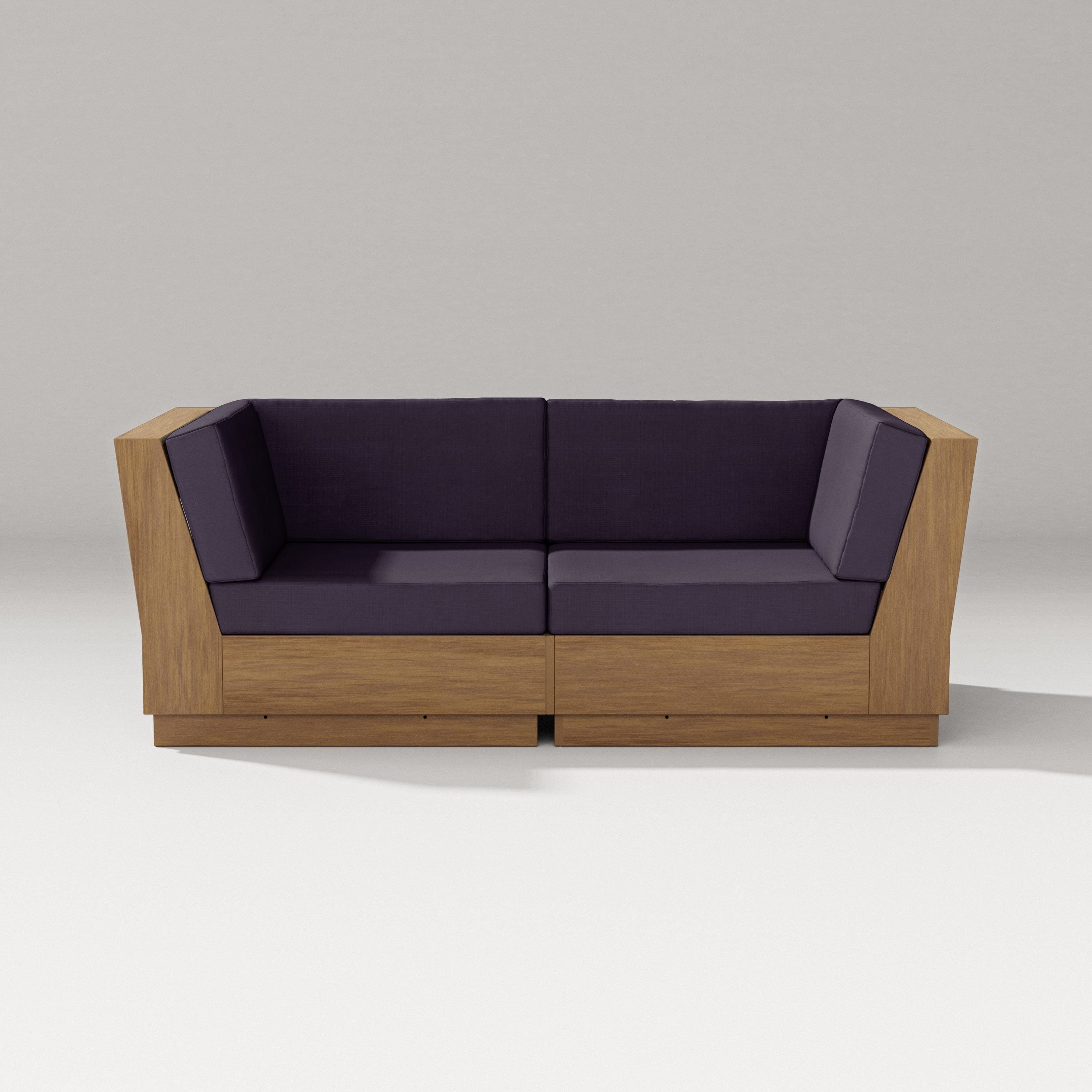 PW Designer Series Elevate Loveseat Sectional in Natural / Navy Linen