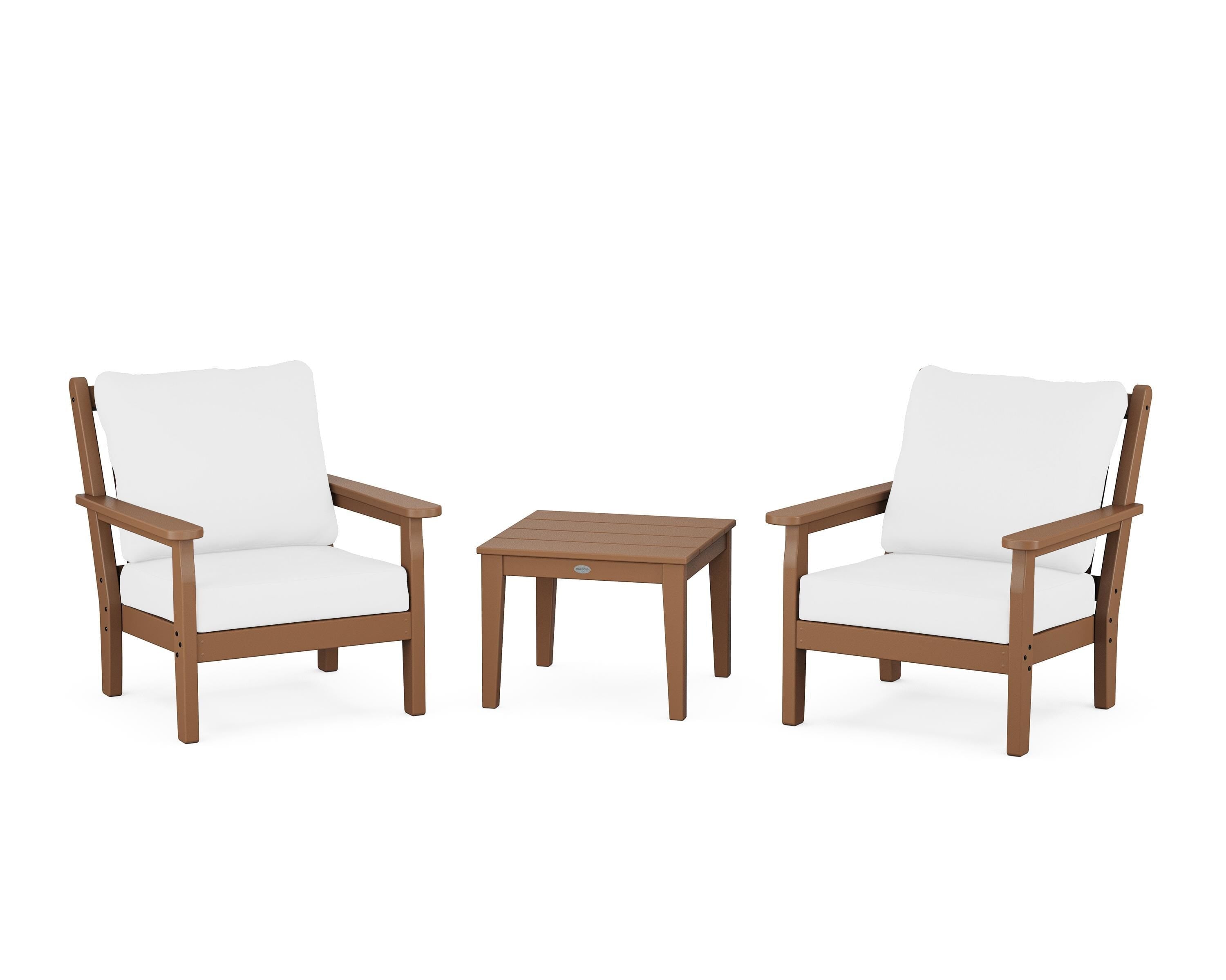 POLYWOOD Chippendale 3-Piece Deep Seating Set in Teak / Natural