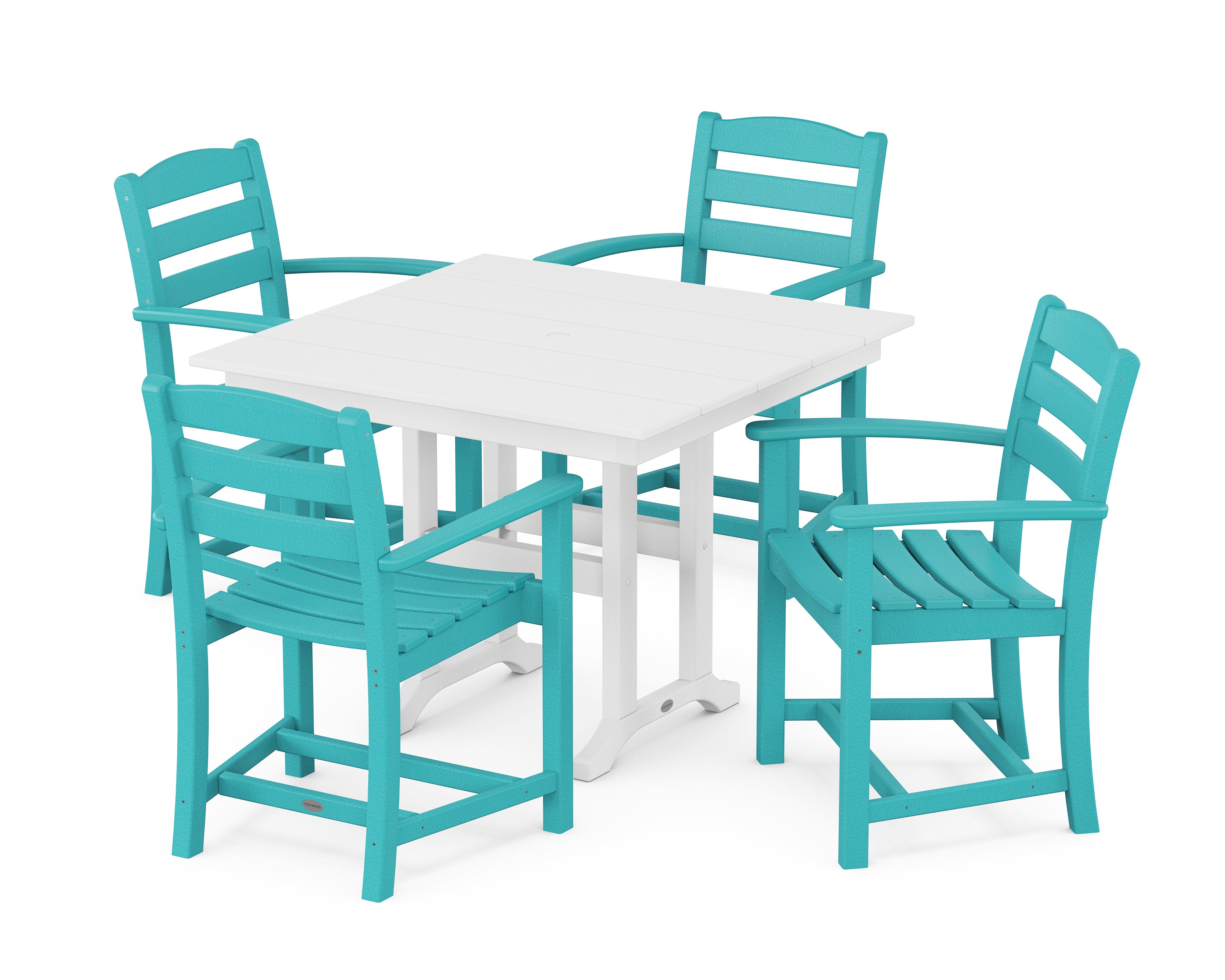 POLYWOOD La Casa Café 5-Piece Farmhouse Dining Set in Aruba / White