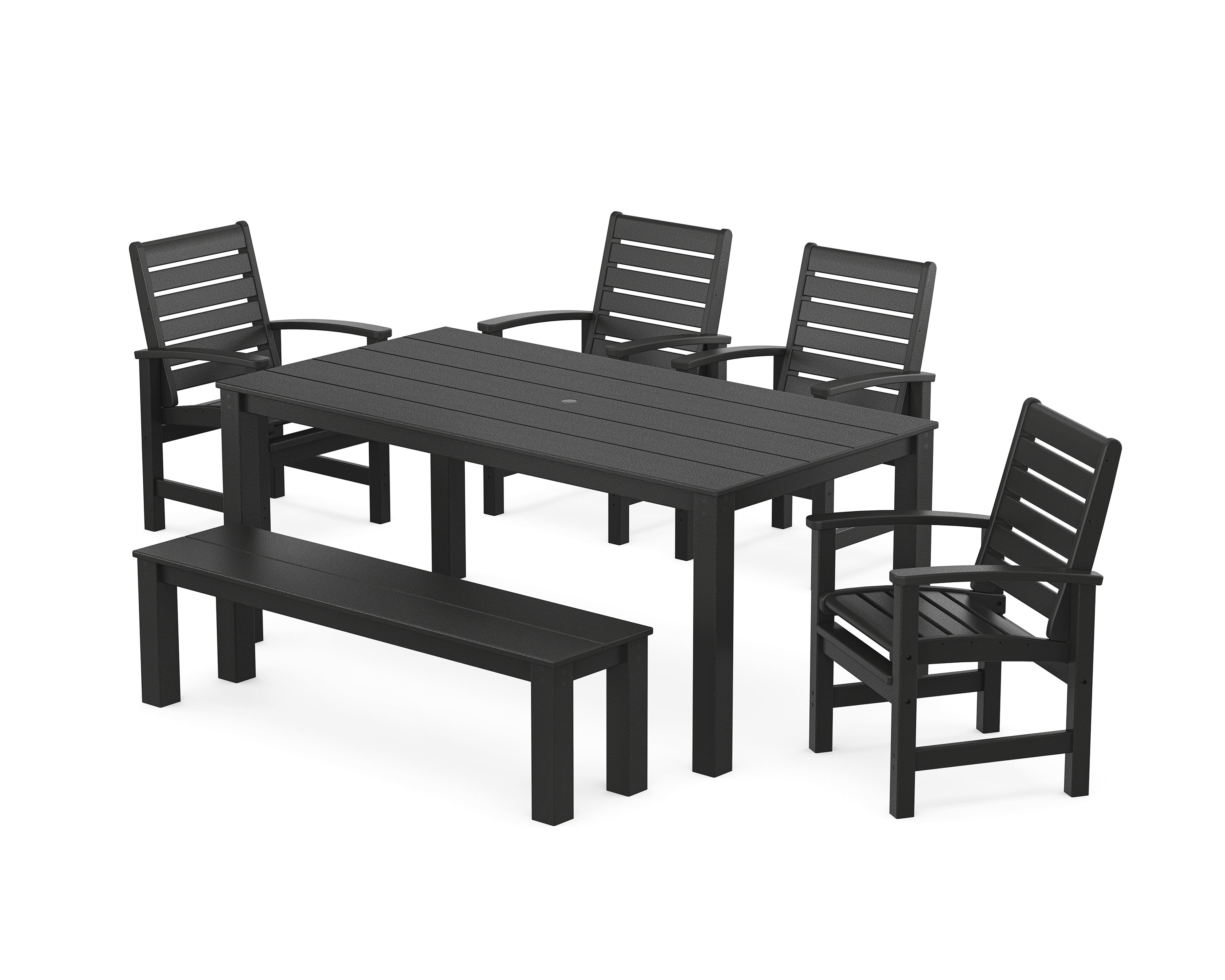 POLYWOOD Signature 6-Piece Parsons Dining Set with Bench in Black