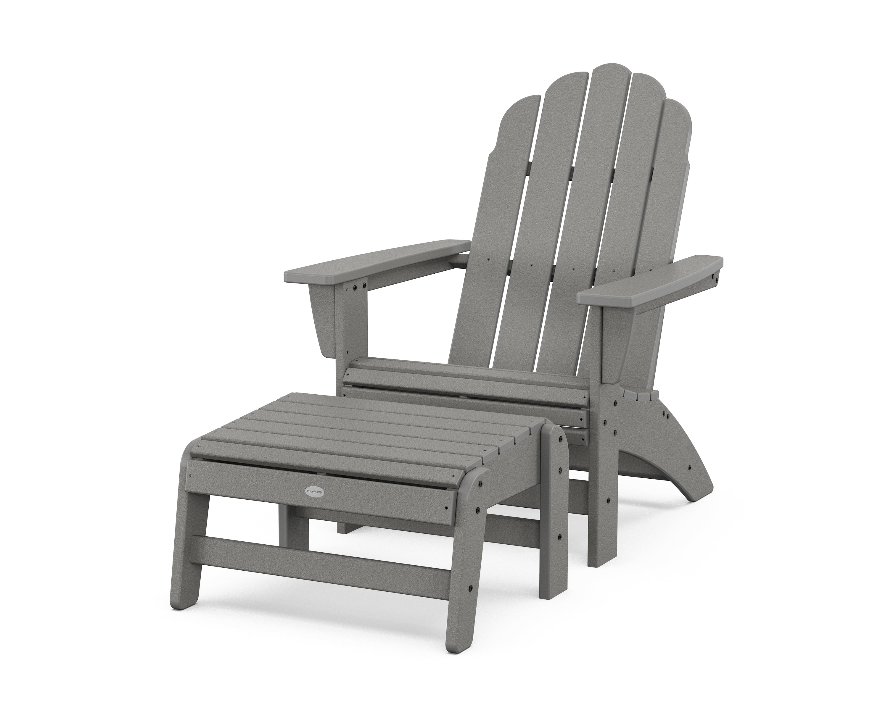 POLYWOOD Vineyard Grand Adirondack Chair with Ottoman in Slate Grey