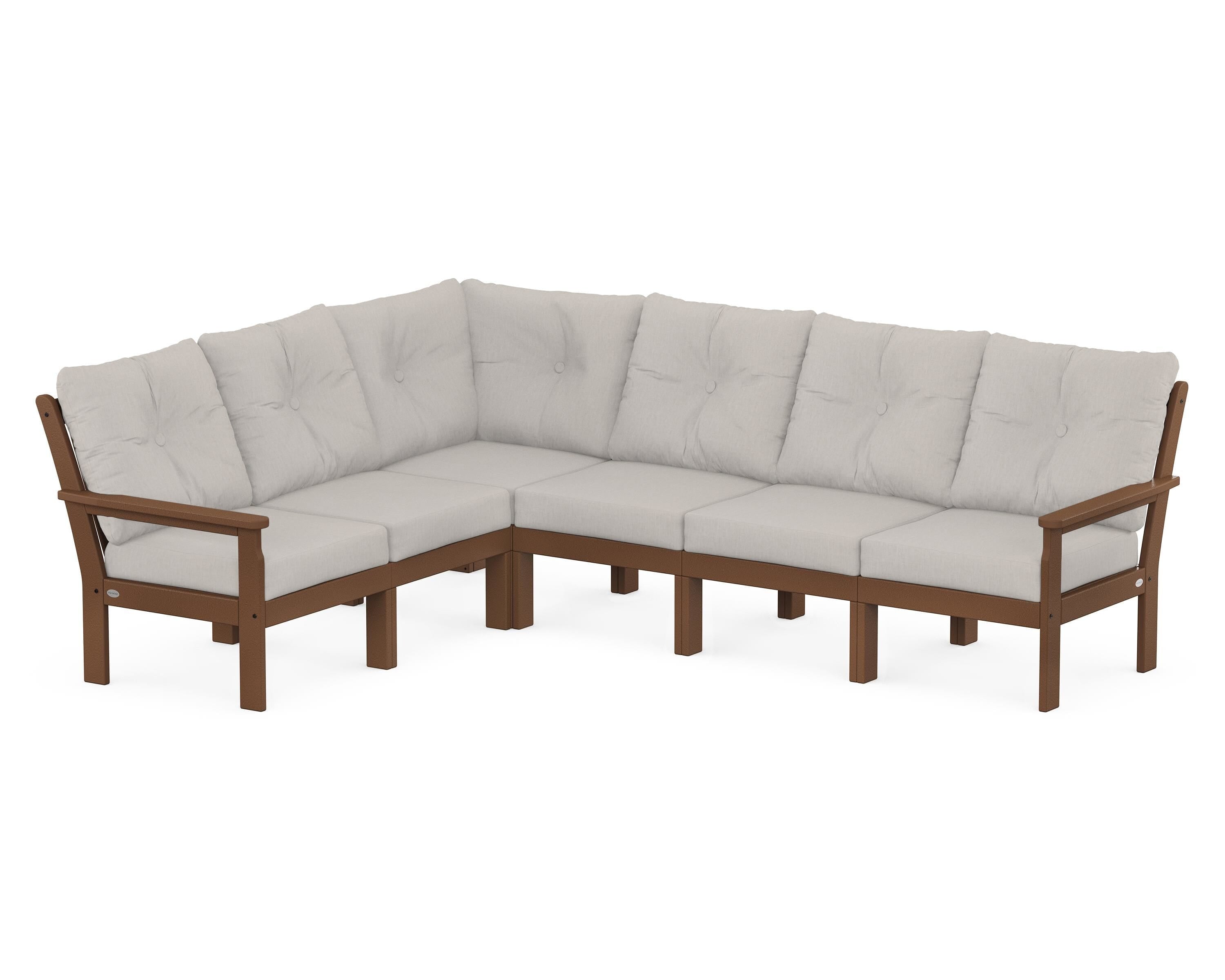 POLYWOOD Vineyard 6-Piece Sectional in Teak / Cast Ash