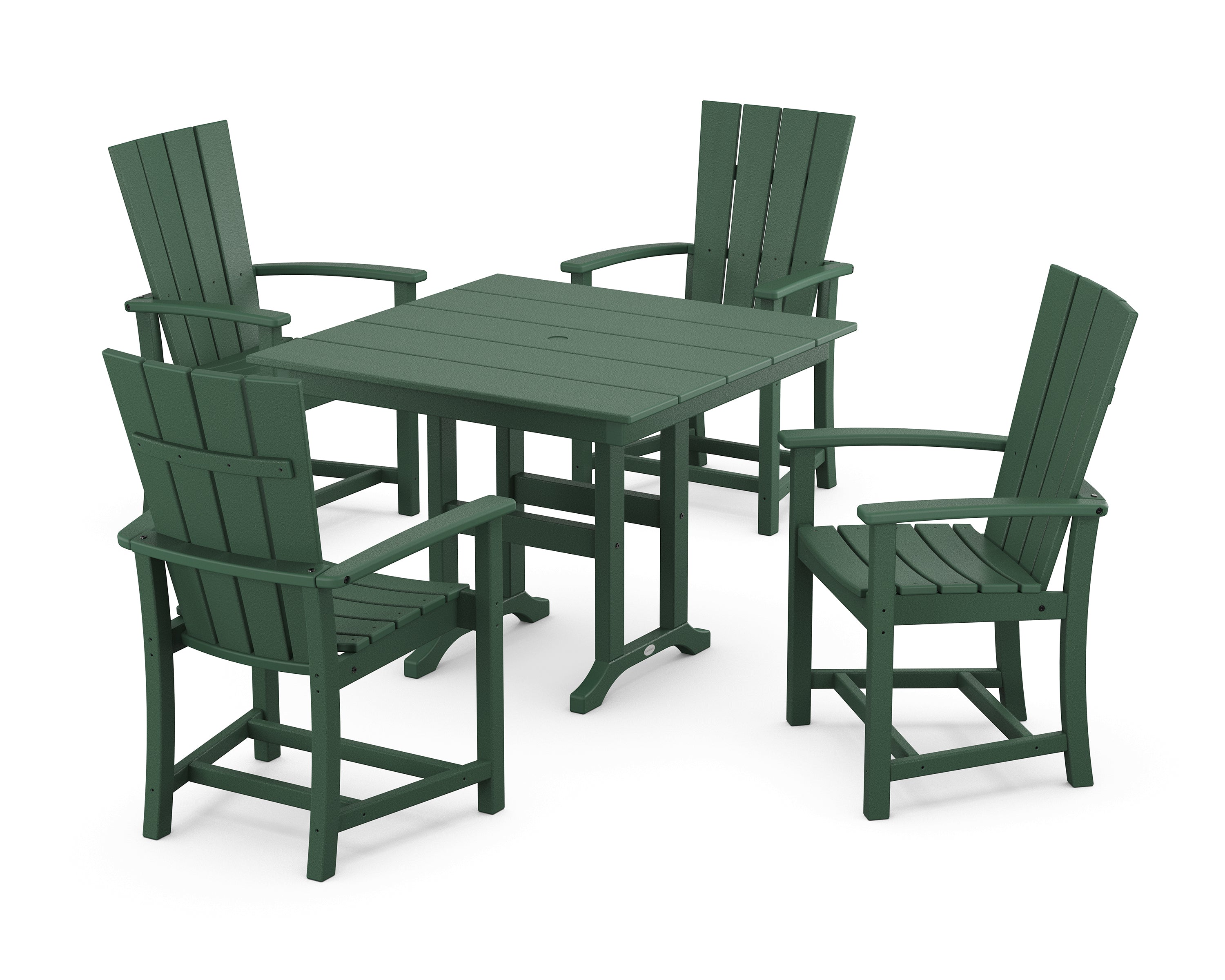 POLYWOOD® Quattro 5-Piece Farmhouse Dining Set in Green