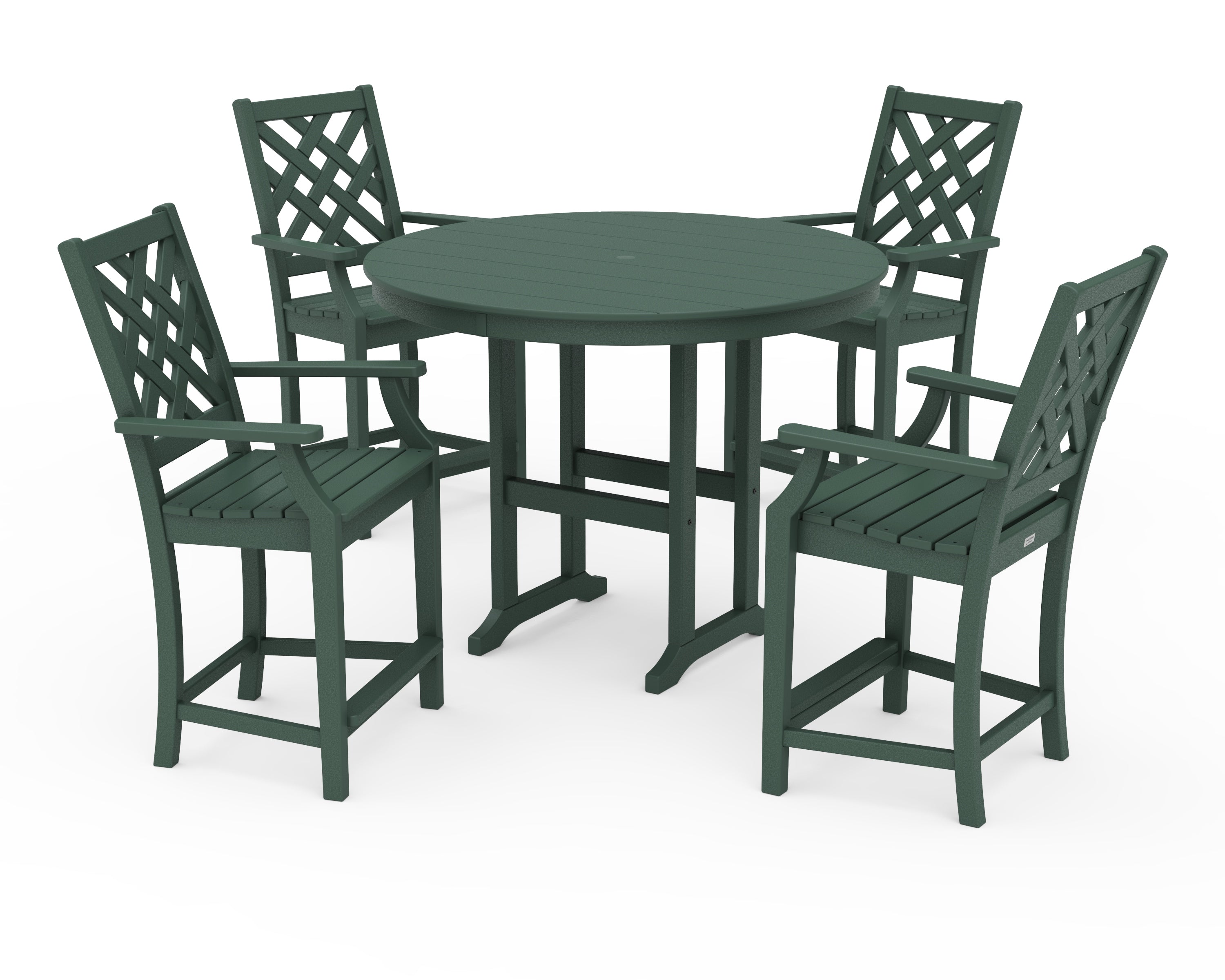 Country Living Wovendale 5-Piece Round Farmhouse Counter Set in Green