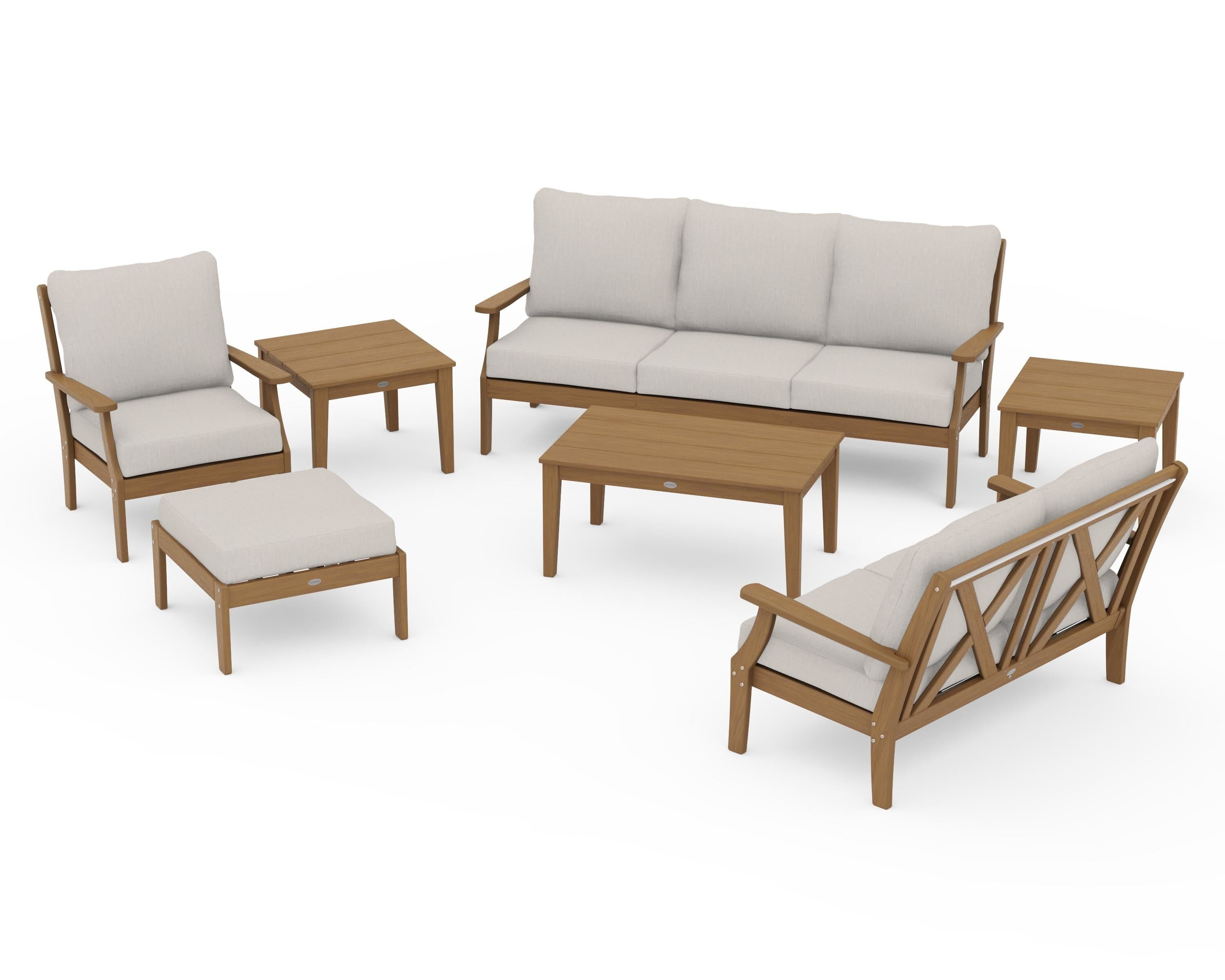 POLYWOOD Braxton 7-Piece Deep Seating Set in Natural / Cast Ash