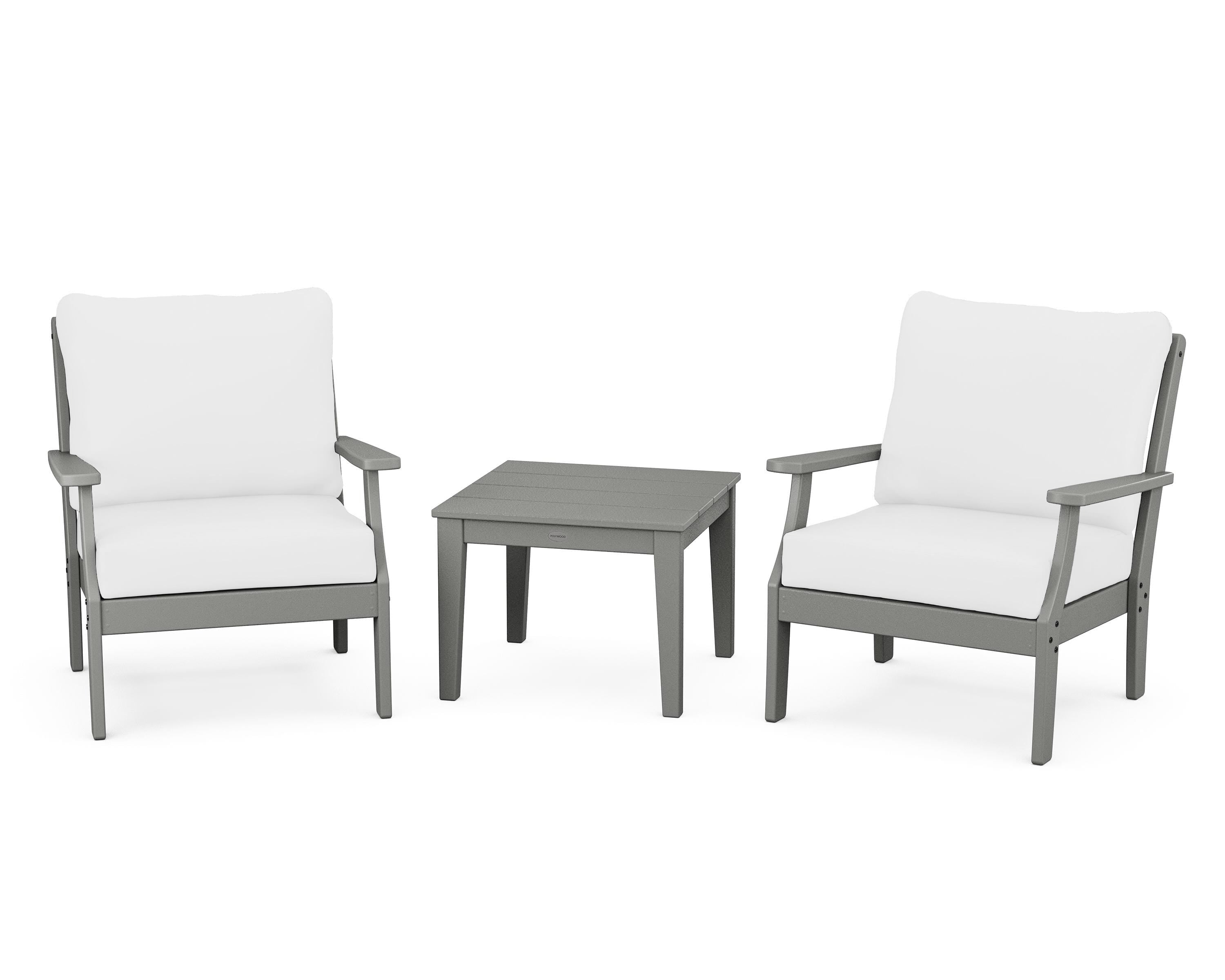 POLYWOOD Braxton 3-Piece Deep Seating Set in Slate Grey / Natural