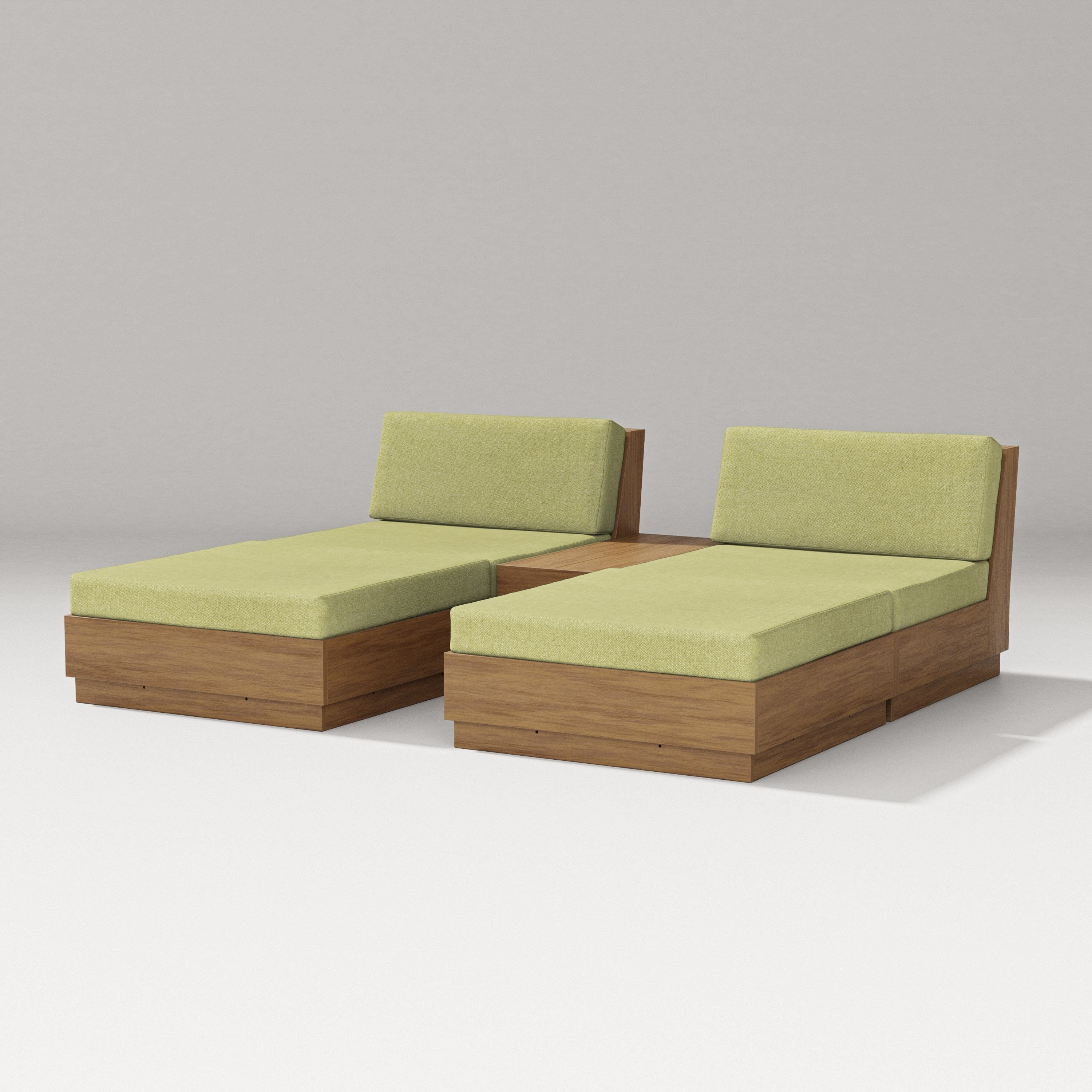 PW Designer Series Elevate Double Chaise Set in Natural / Chartreuse Boucle