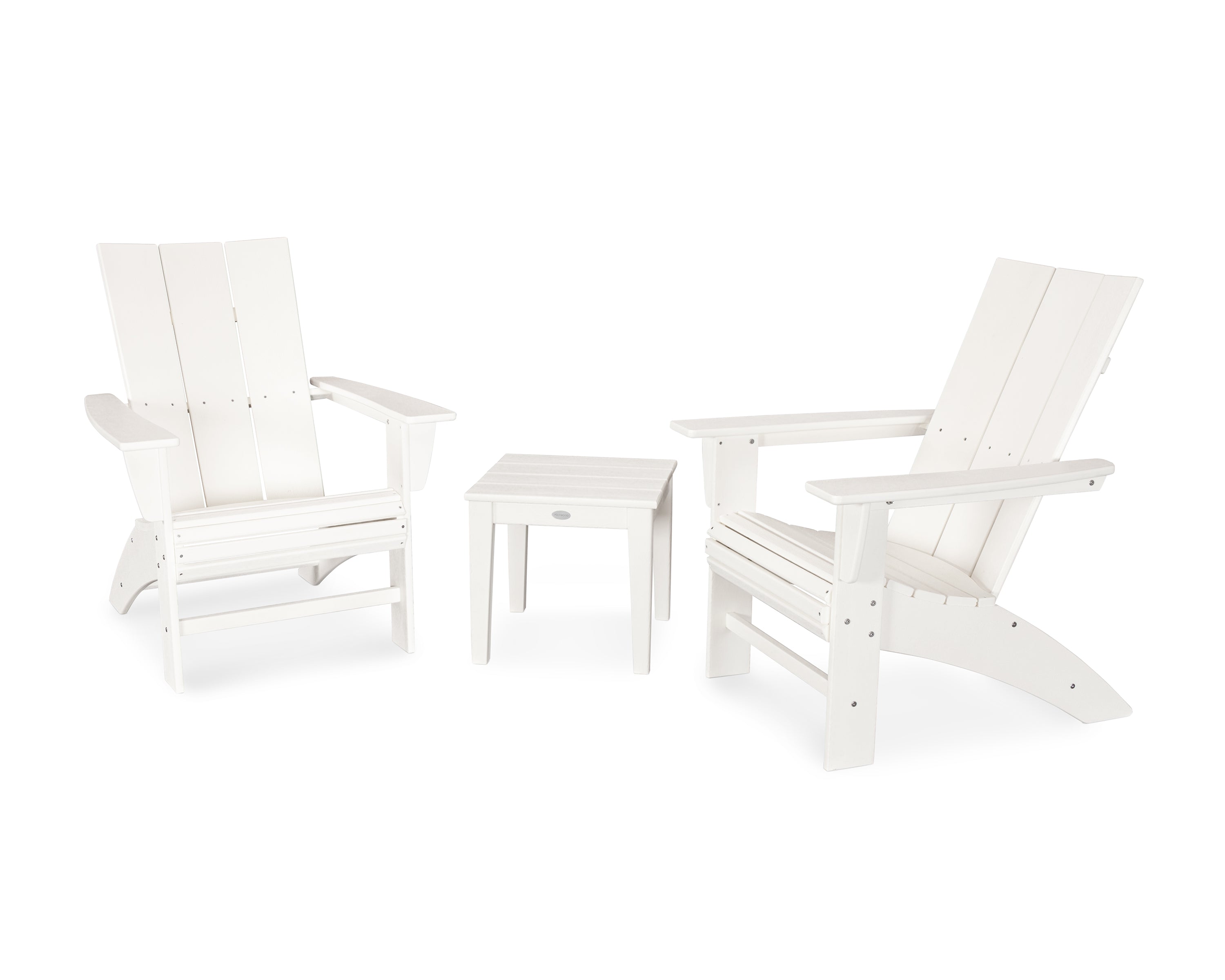 POLYWOOD® Modern 3-Piece Curveback Adirondack Set in White