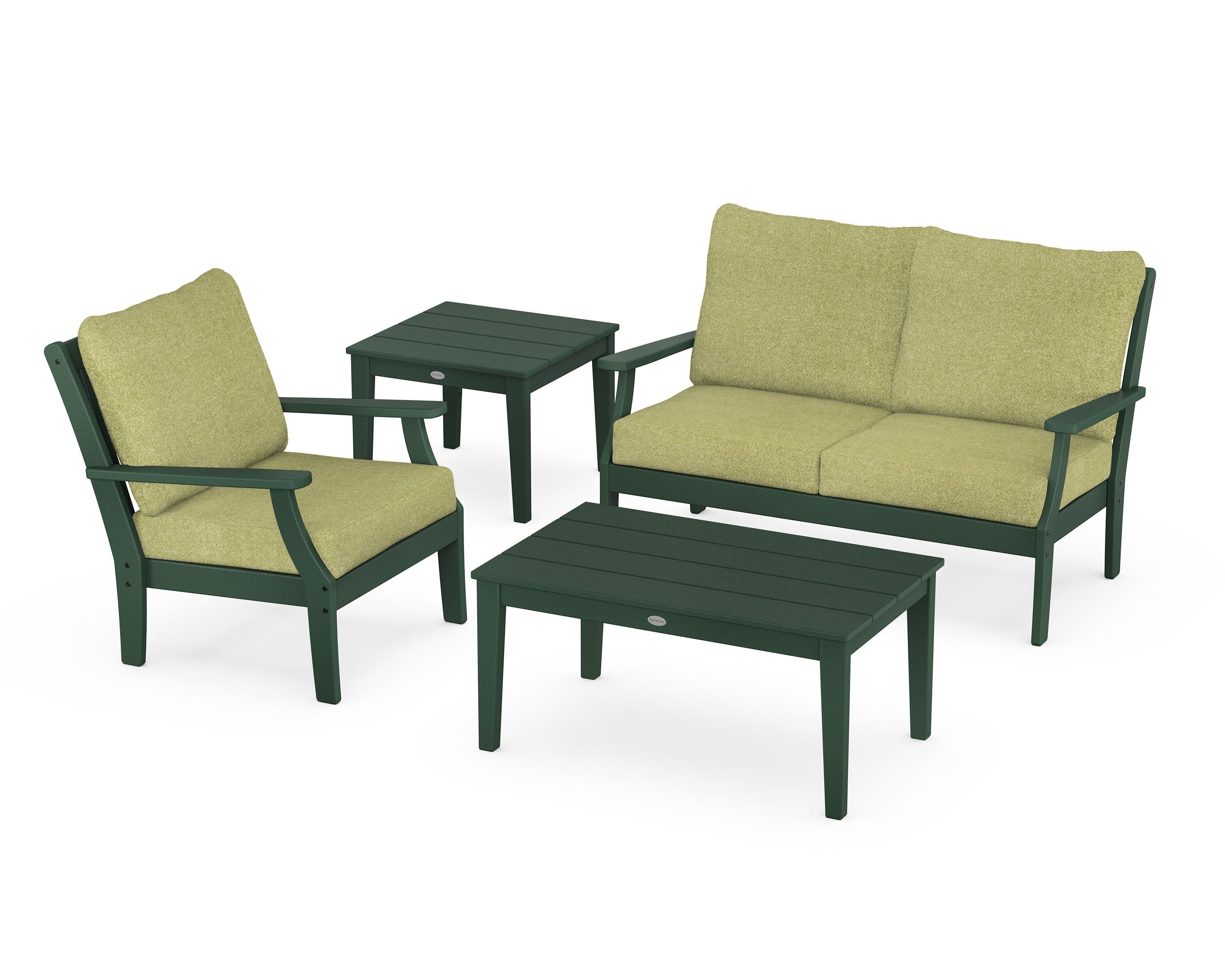 POLYWOOD Braxton 4-Piece Deep Seating Set in Green / Chartreuse Boucle