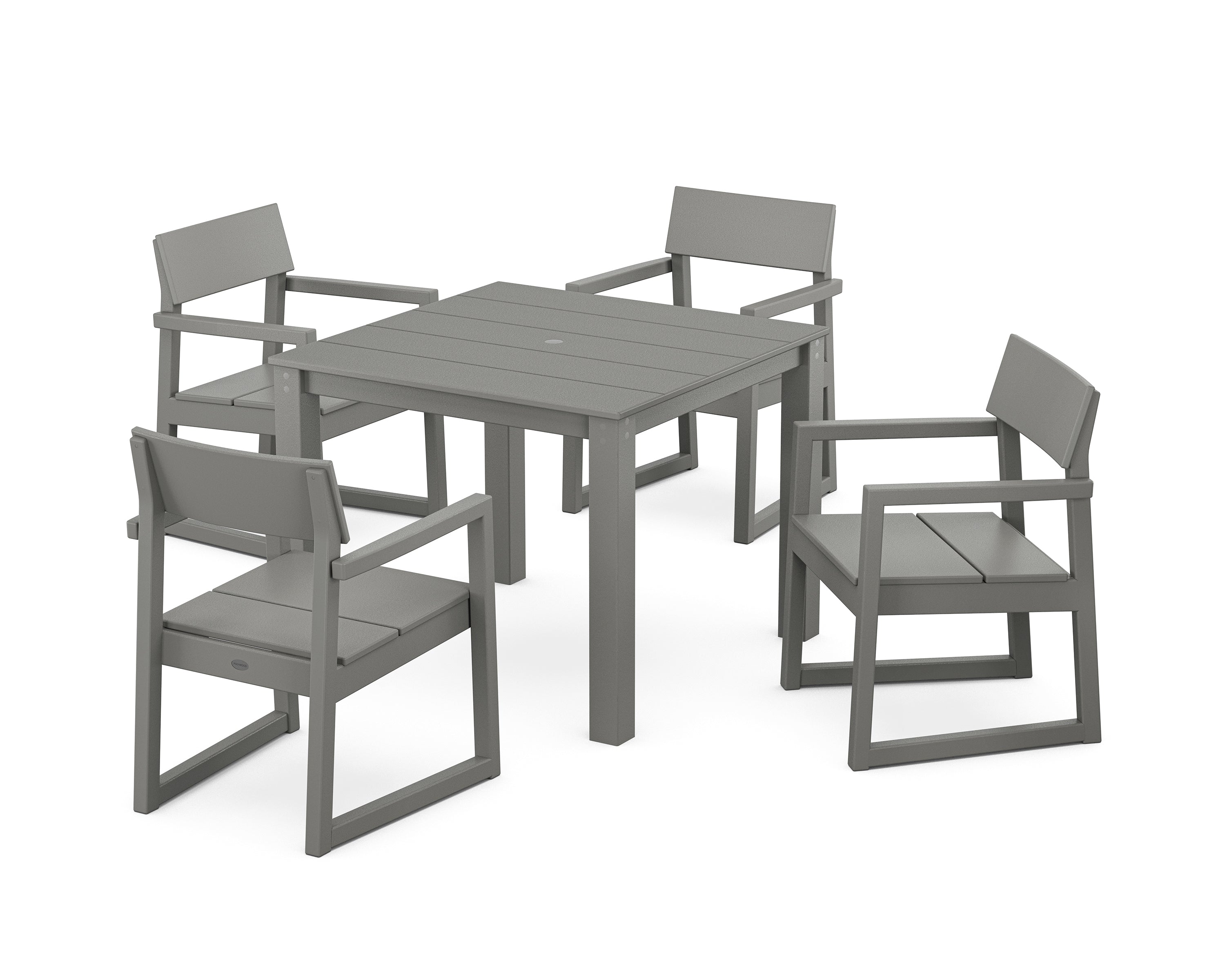 POLYWOOD EDGE 5-Piece Parsons Dining Set in Slate Grey