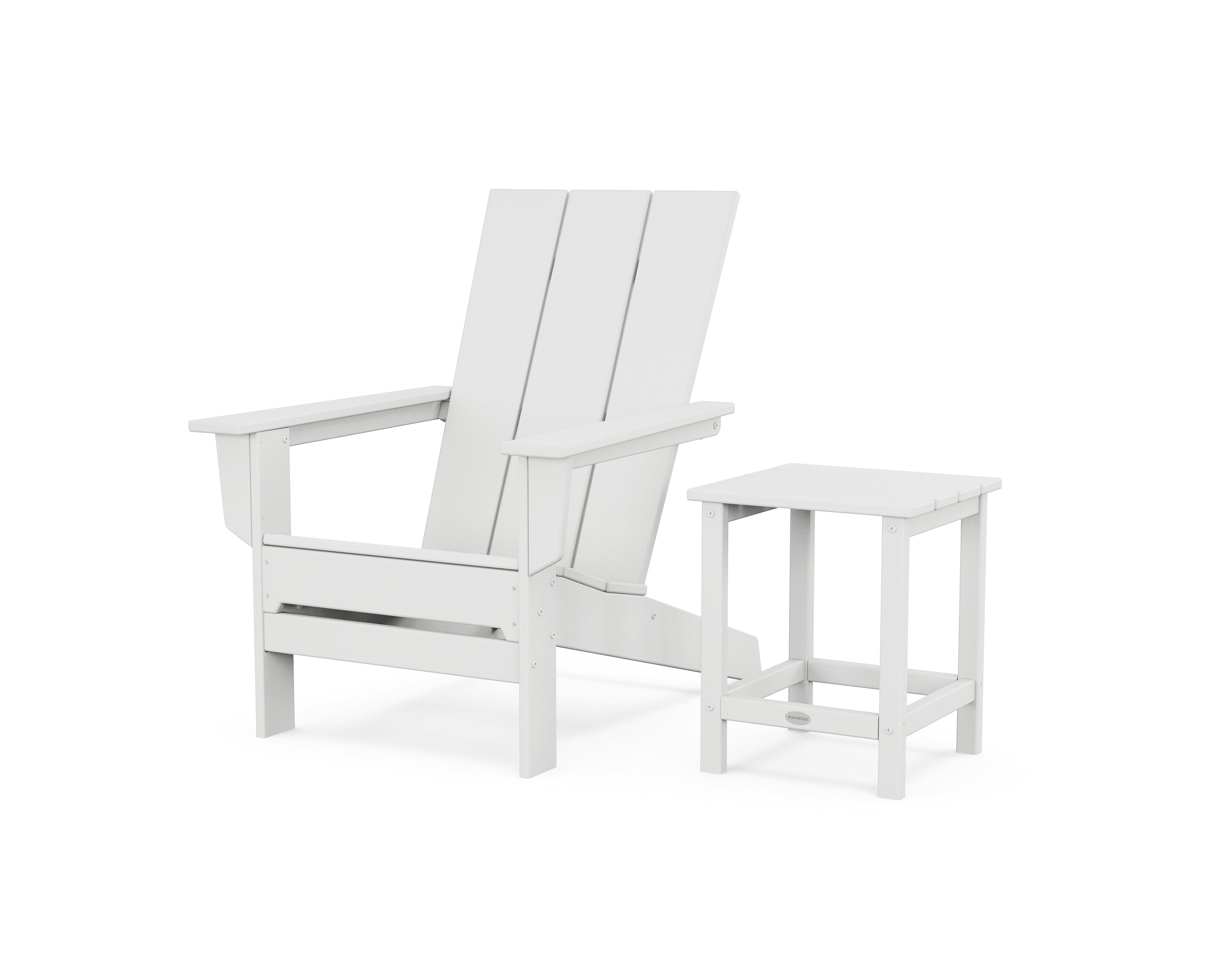 POLYWOOD Modern Studio Adirondack Chair with Side Table in White