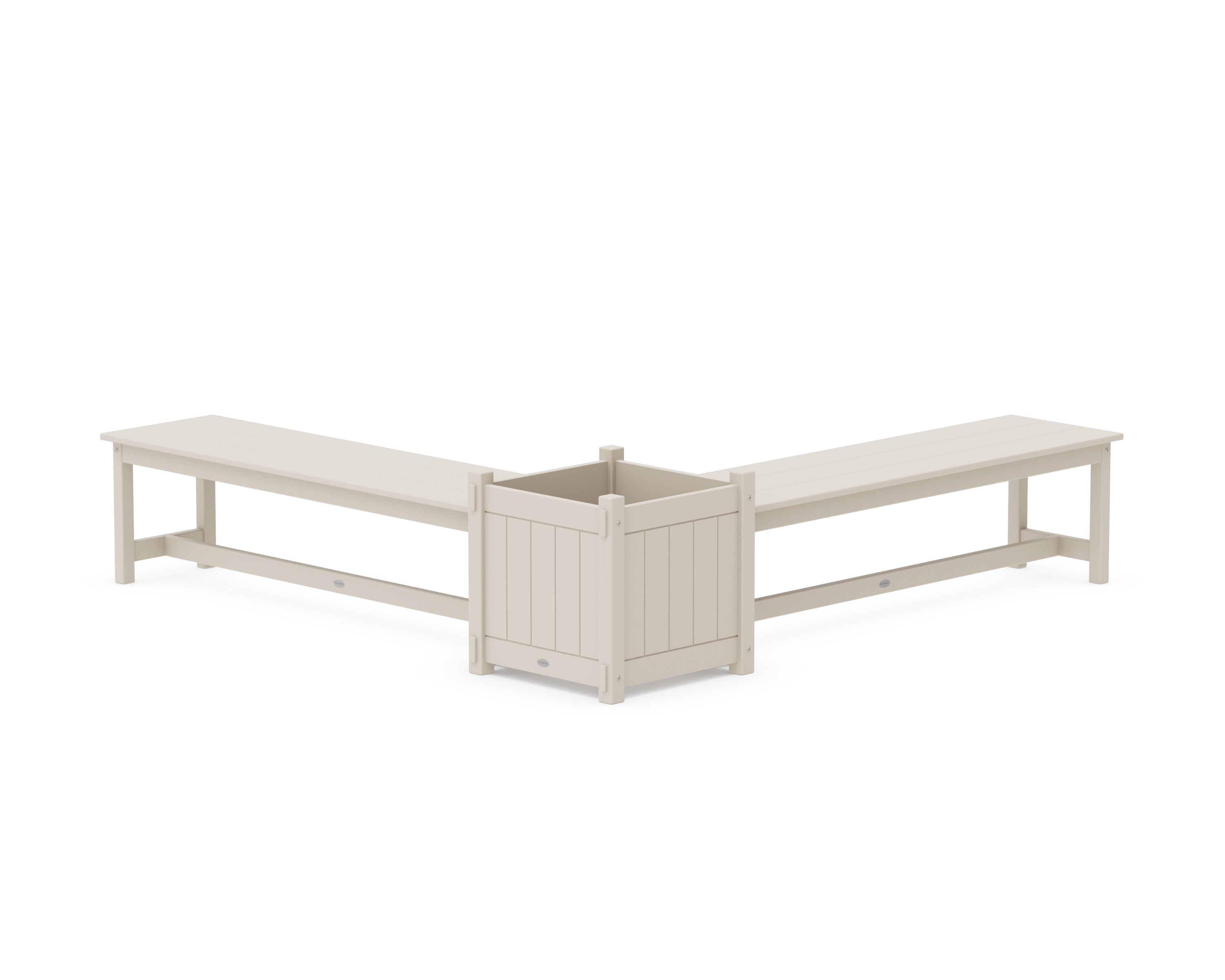 POLYWOOD 60" Vineyard L- Shaped Planter Bench Set- Large in Sand