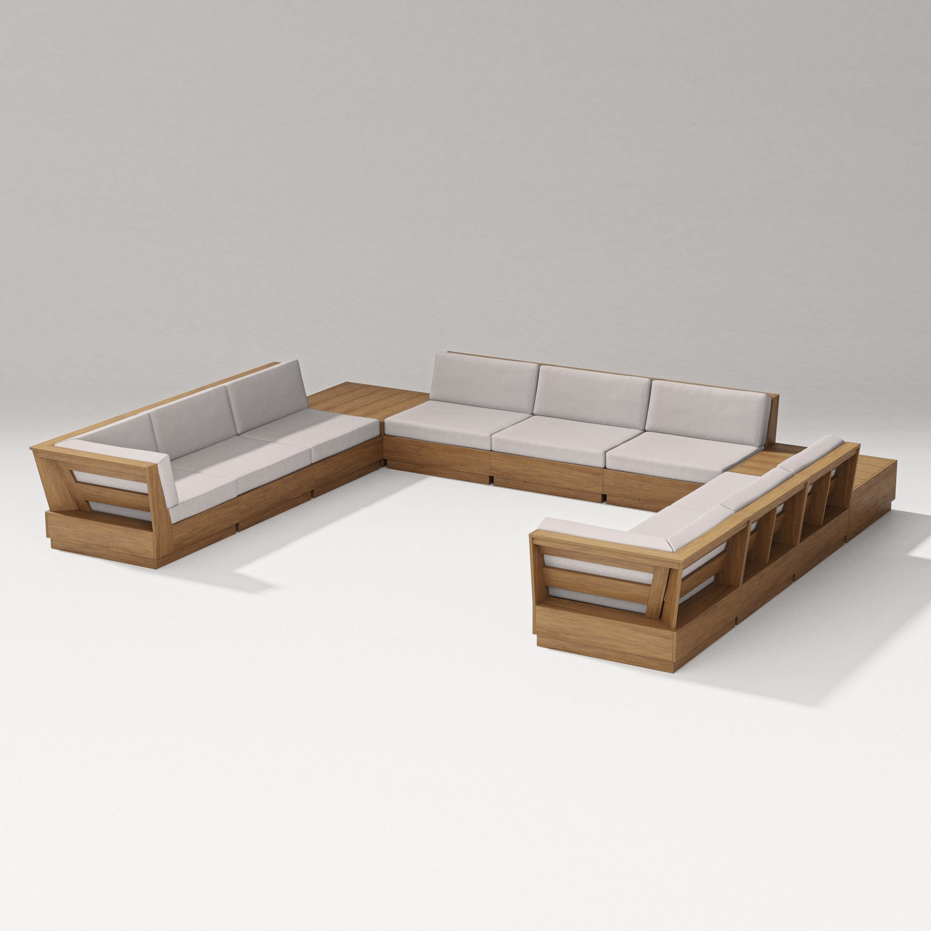 PW Designer Series Elevate 11-Piece U-Shaped Sofa Sectional in Natural / Dune Burlap