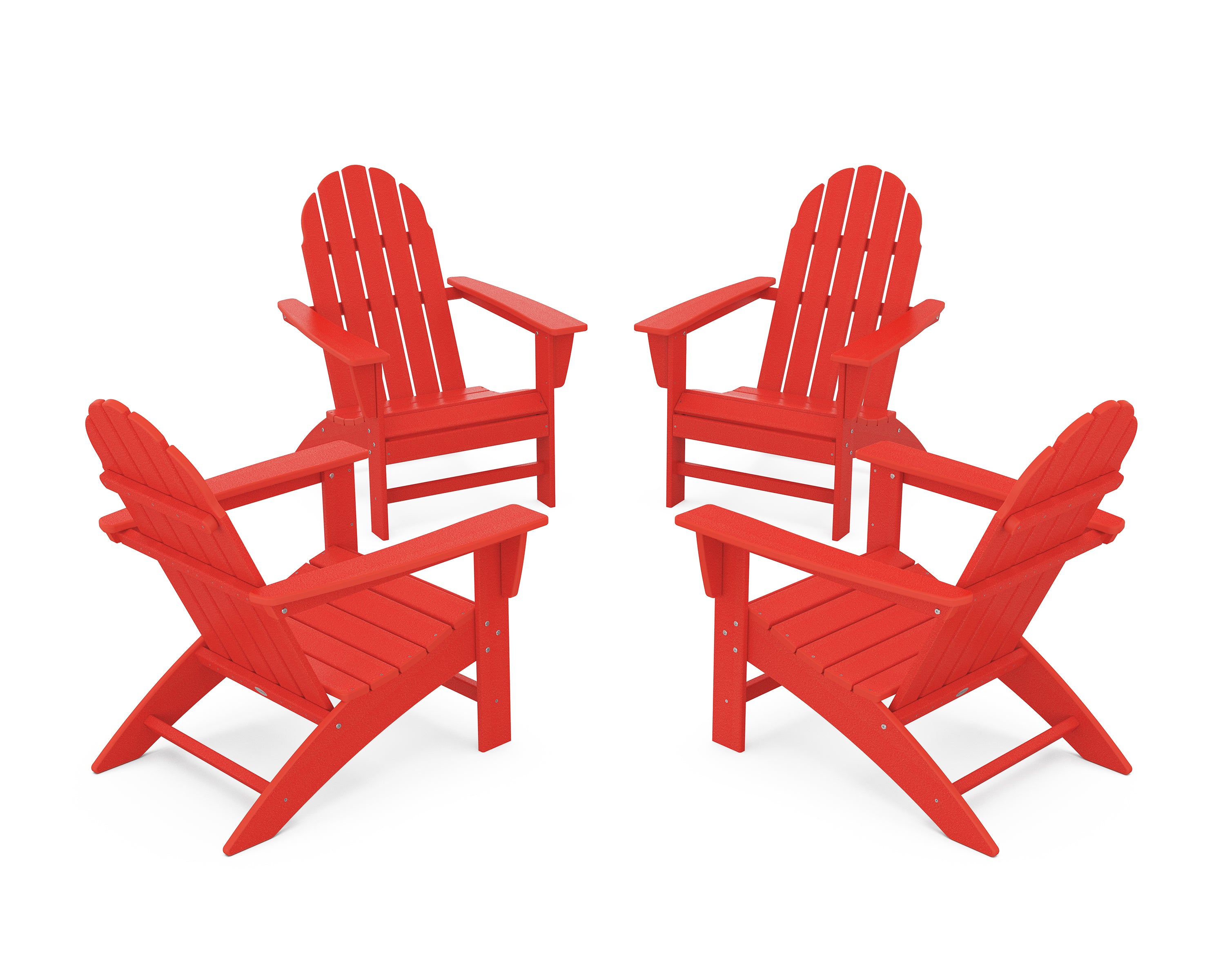 POLYWOOD Vineyard 4-Piece Adirondack Conversation Set in Sunset Red