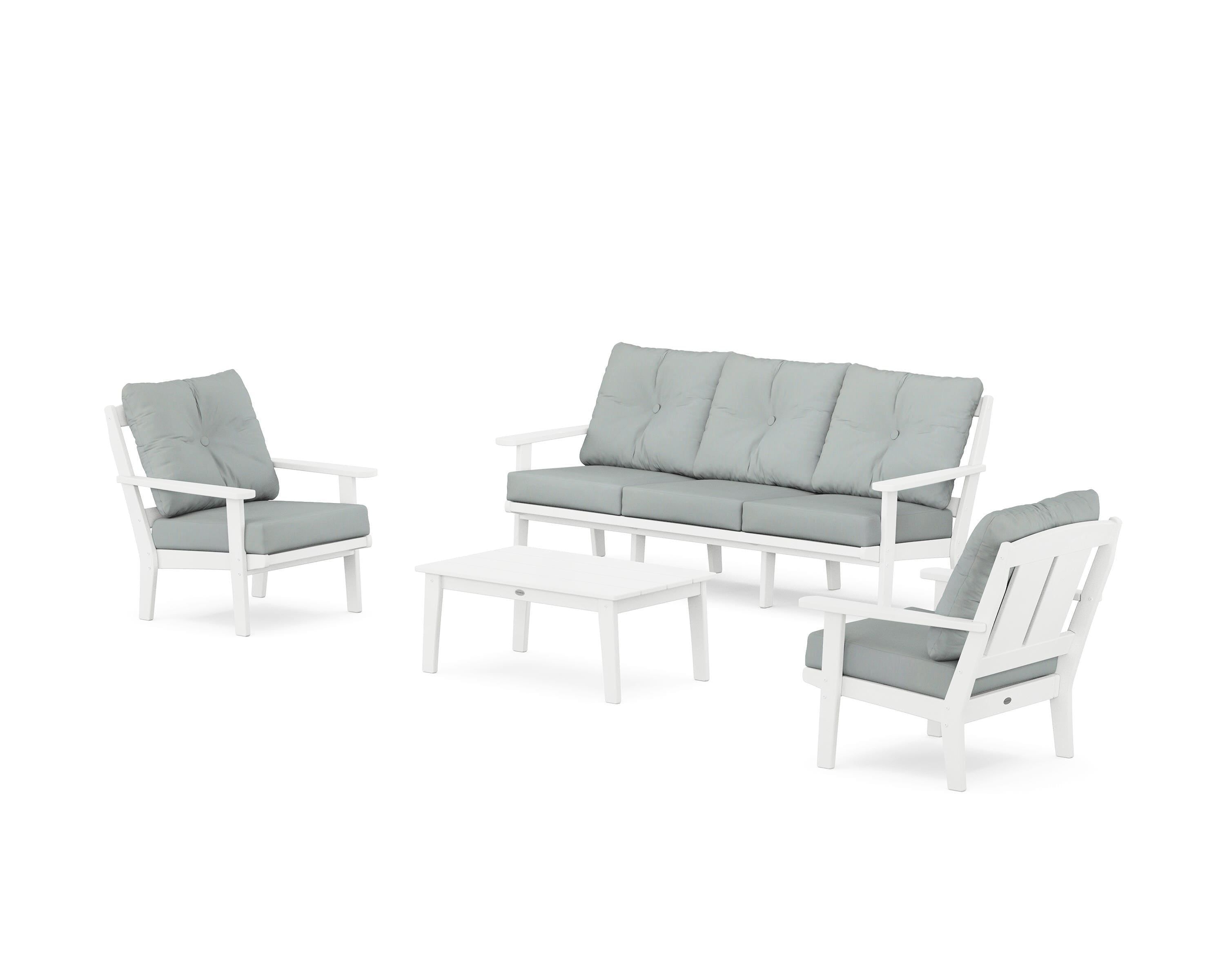 POLYWOOD Mission 4-Piece Deep Seating Set with Sofa in White / Spa