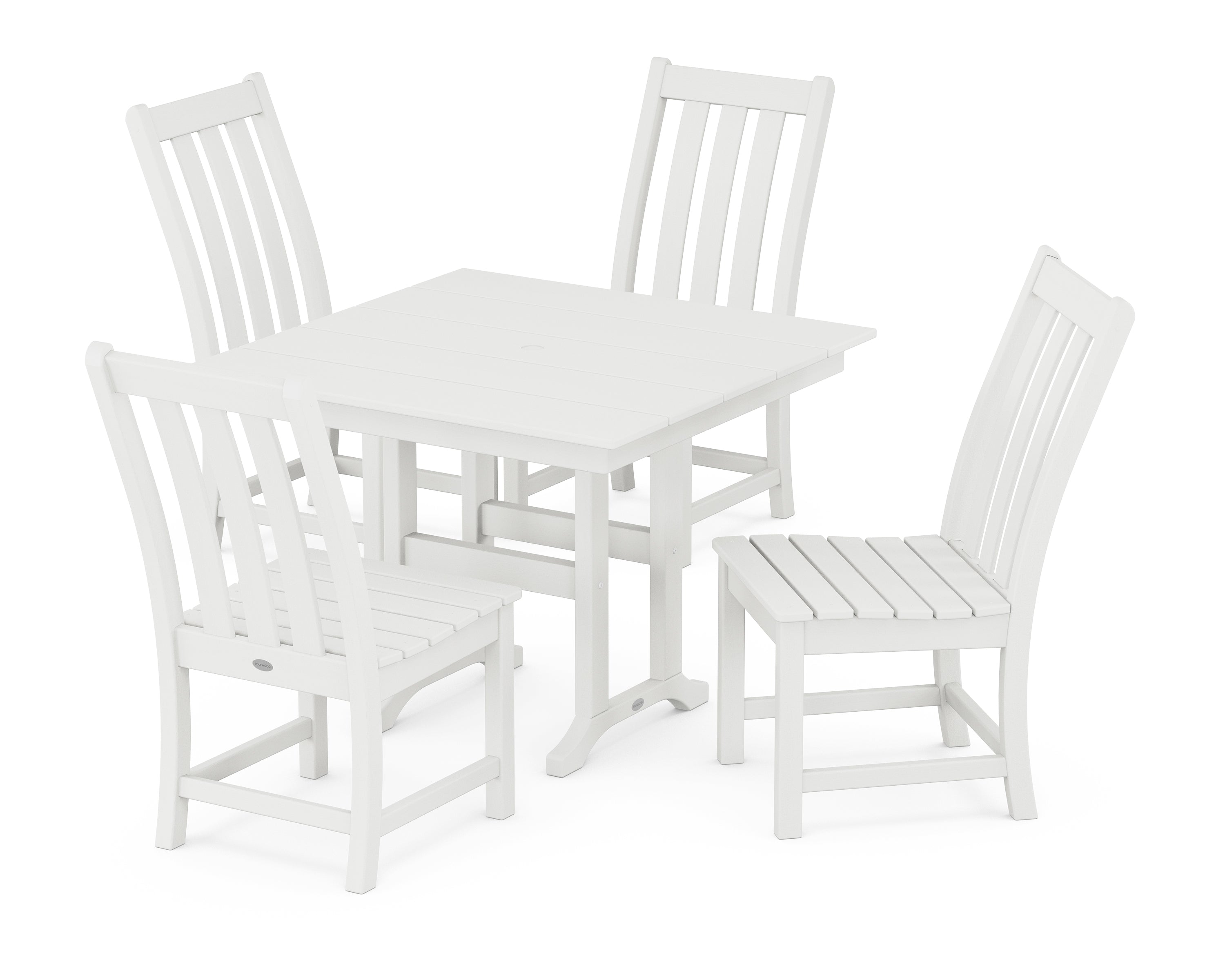 POLYWOOD Vineyard Side Chair 5-Piece Farmhouse Dining Set in Vintage White