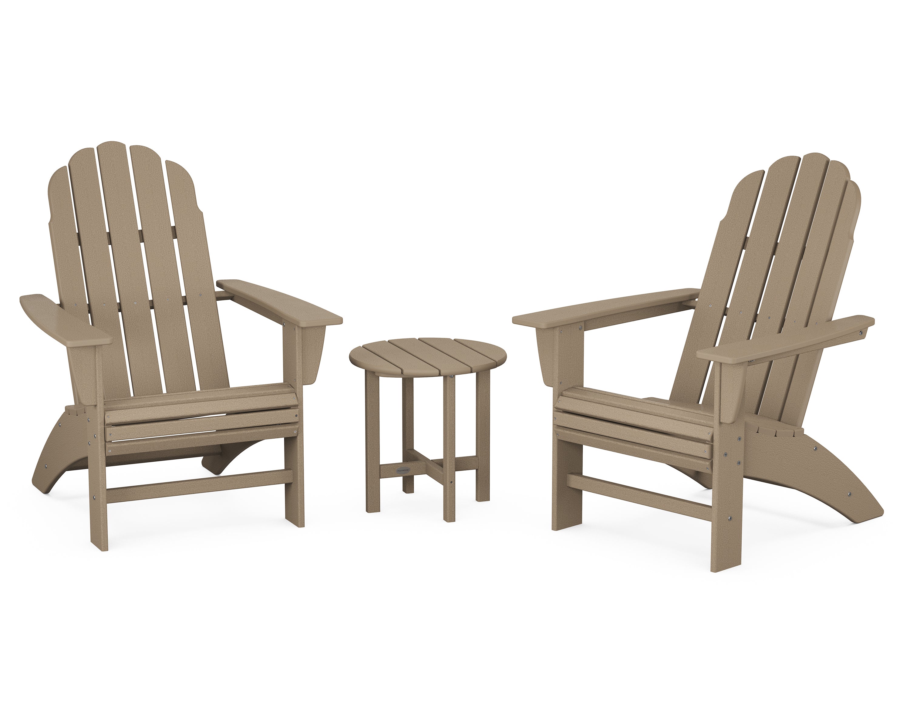 POLYWOOD Vineyard 3-Piece Curveback Adirondack Set in Vintage Sahara