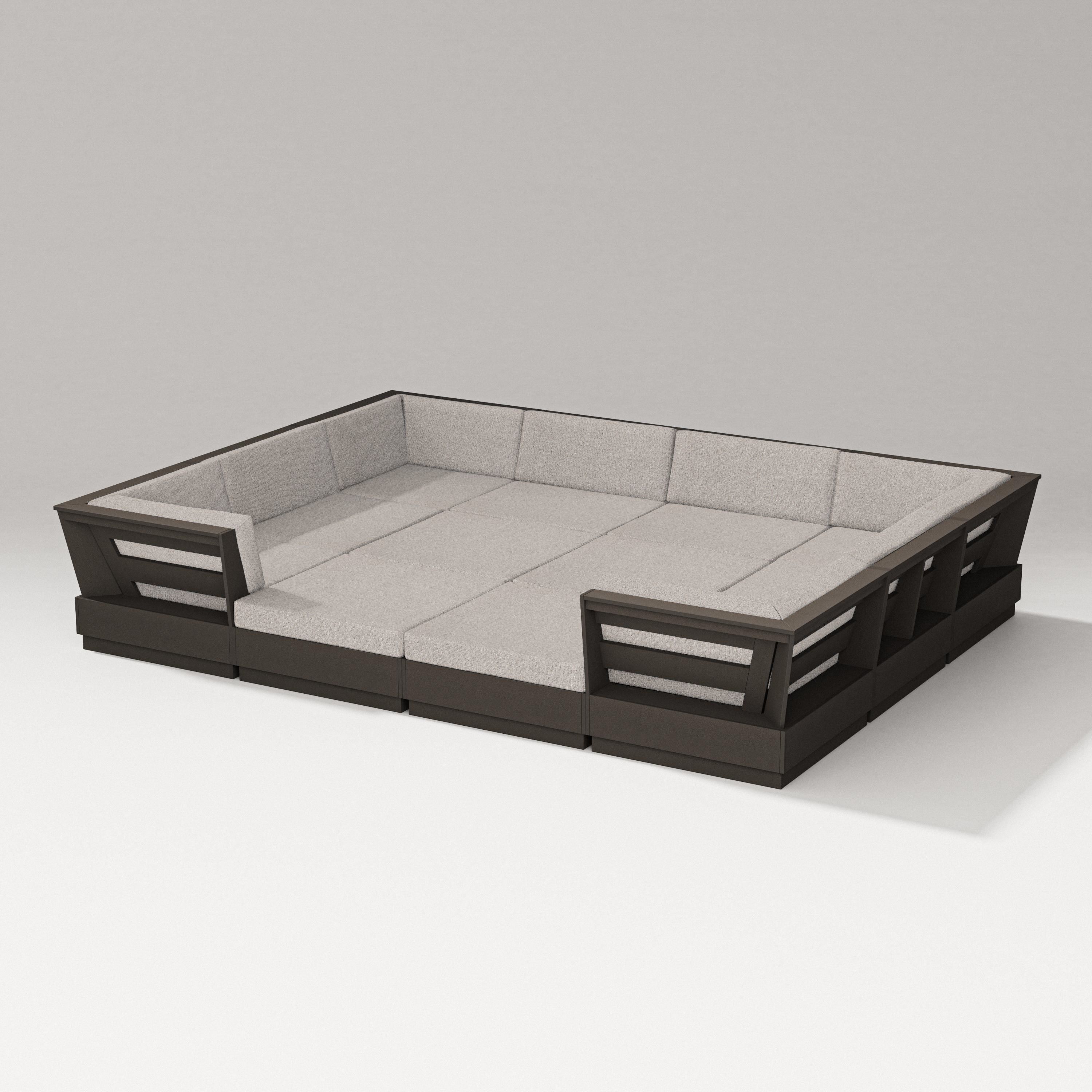 PW Designer Series Elevate 12-Piece Pit Sectional in Vintage Coffee / Weathered Tweed