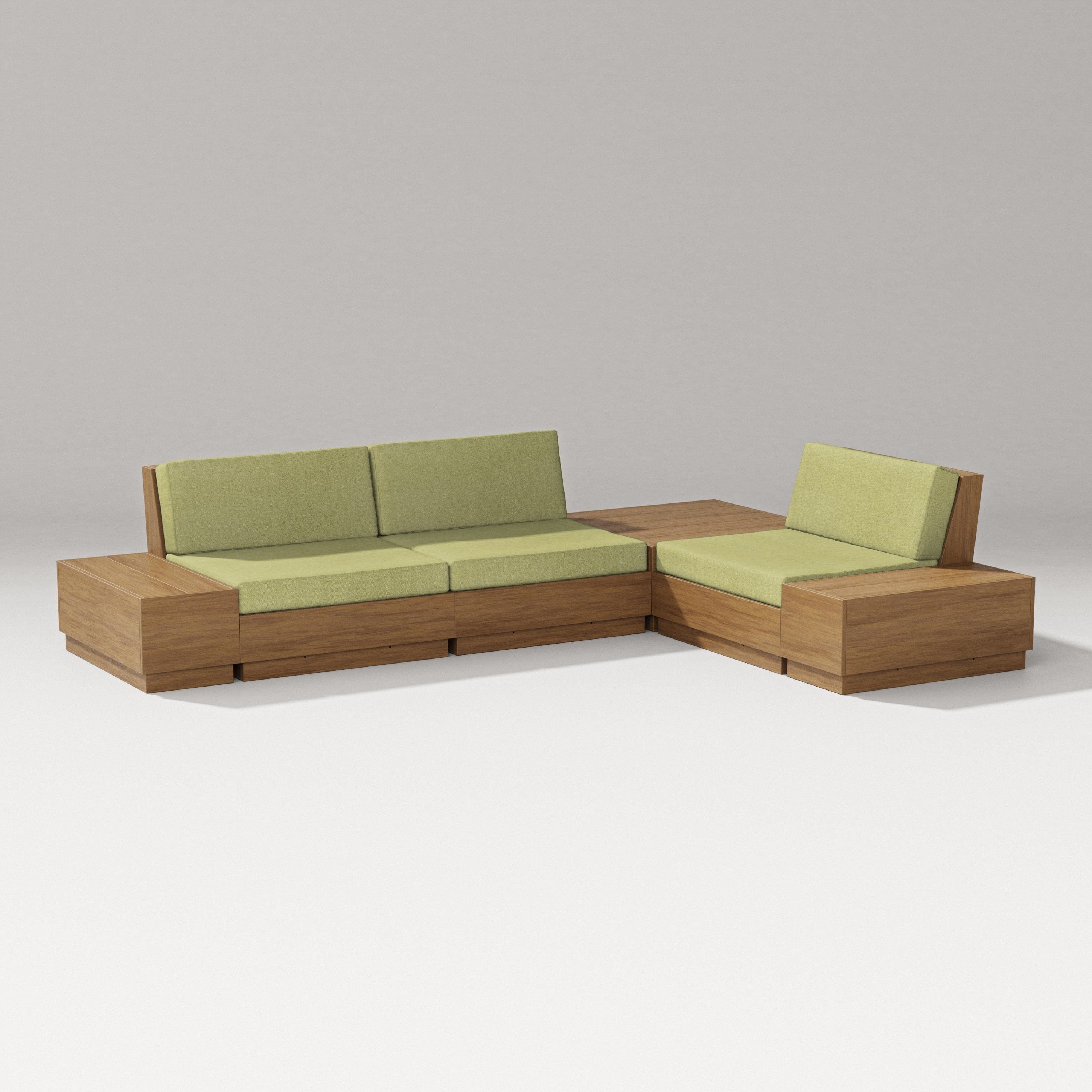PW Designer Series Elevate 6-Piece Corner Sectional in Natural / Chartreuse Boucle