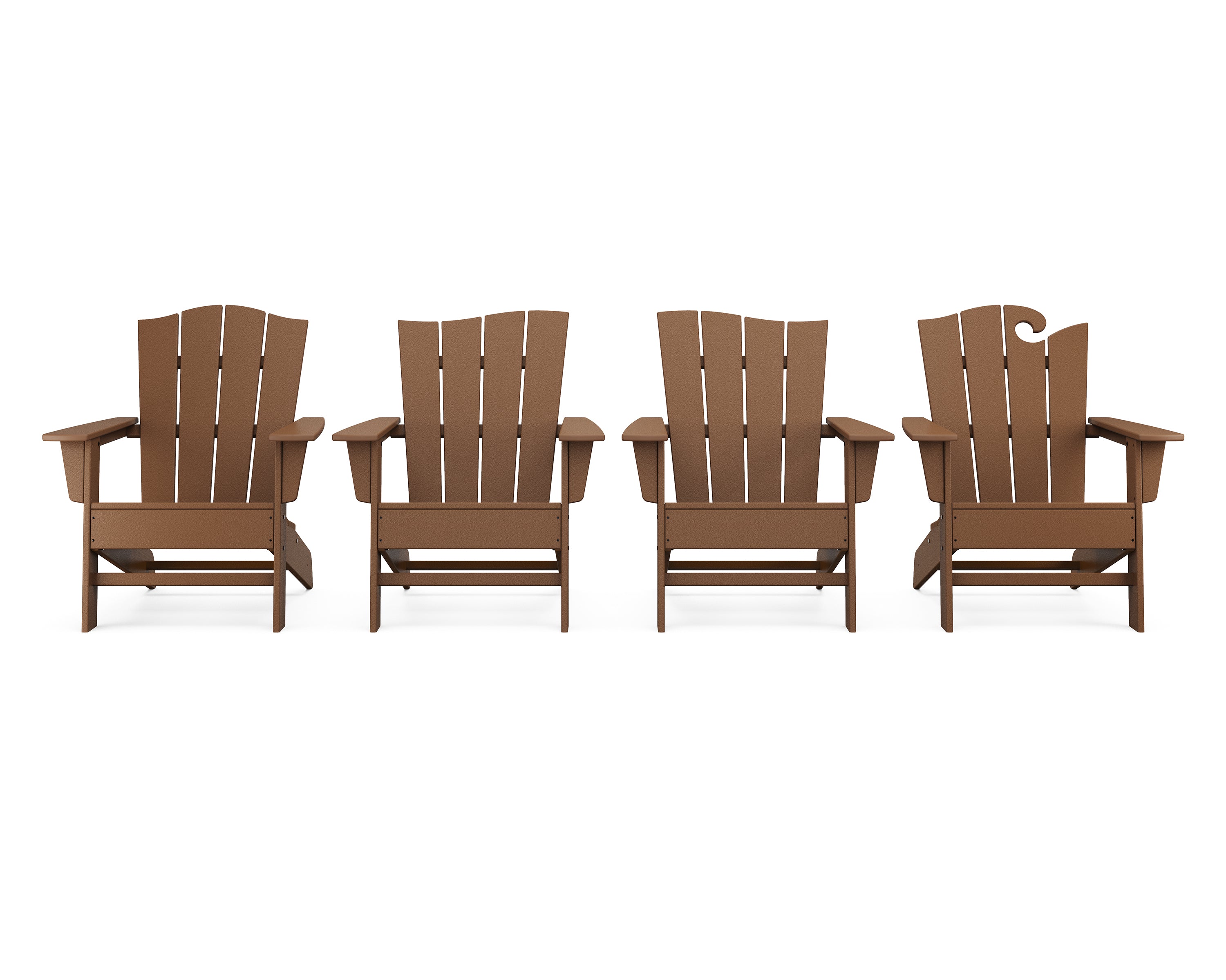 POLYWOOD® Wave Collection 4-Piece Adirondack Chair Set in Teak