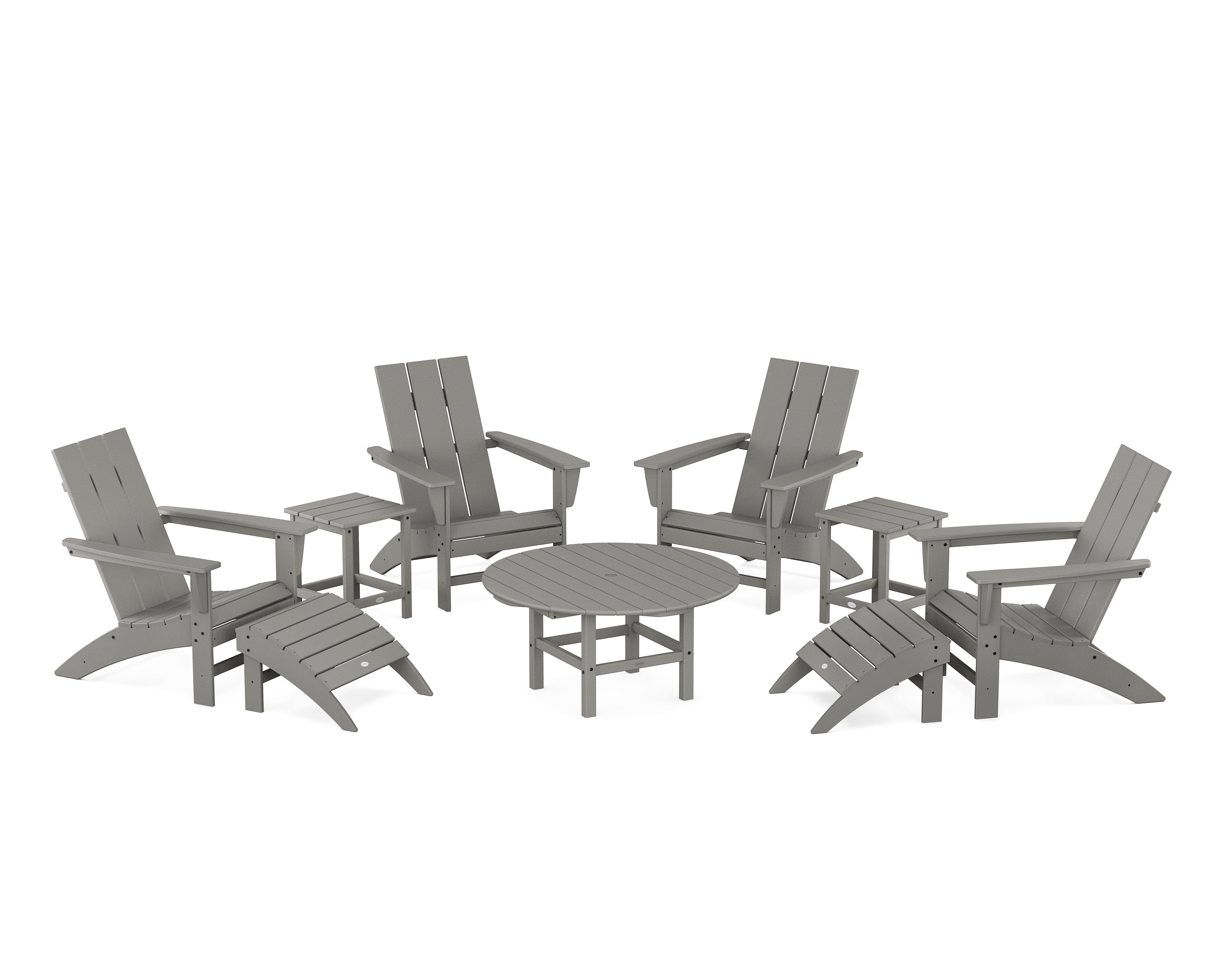 POLYWOOD® Modern Adirondack Chair 9-Piece Conversation Set in Slate Grey