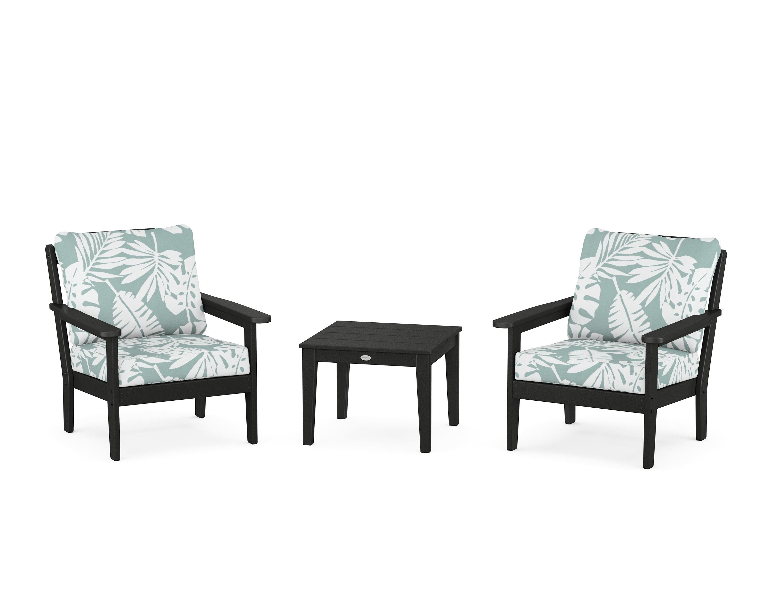 Country Living Cottage 3-Piece Deep Seating Set in Black / Leaf Glacier Spa