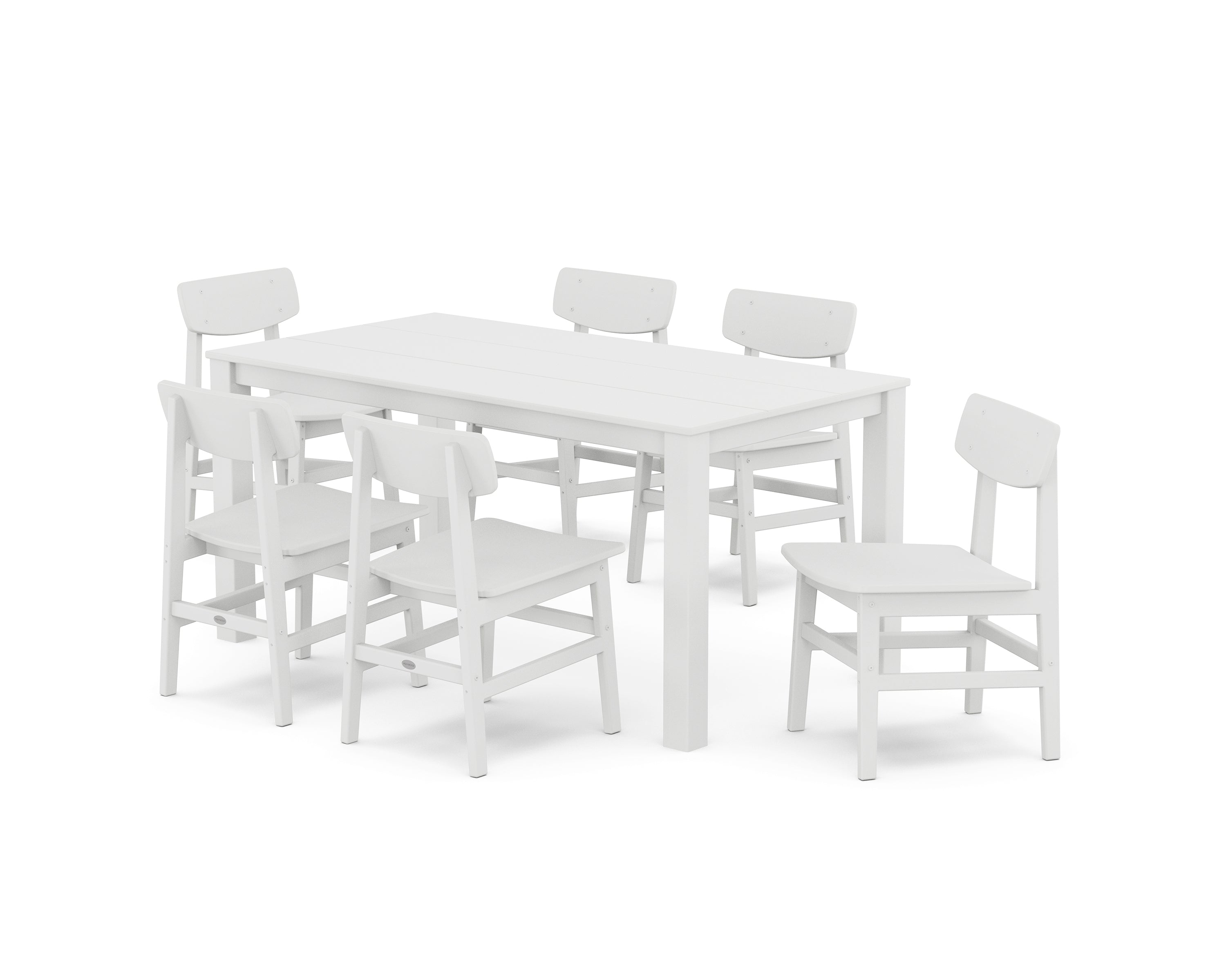 POLYWOOD Modern Studio Urban Chair 7-Piece Parsons Table Dining Set in White