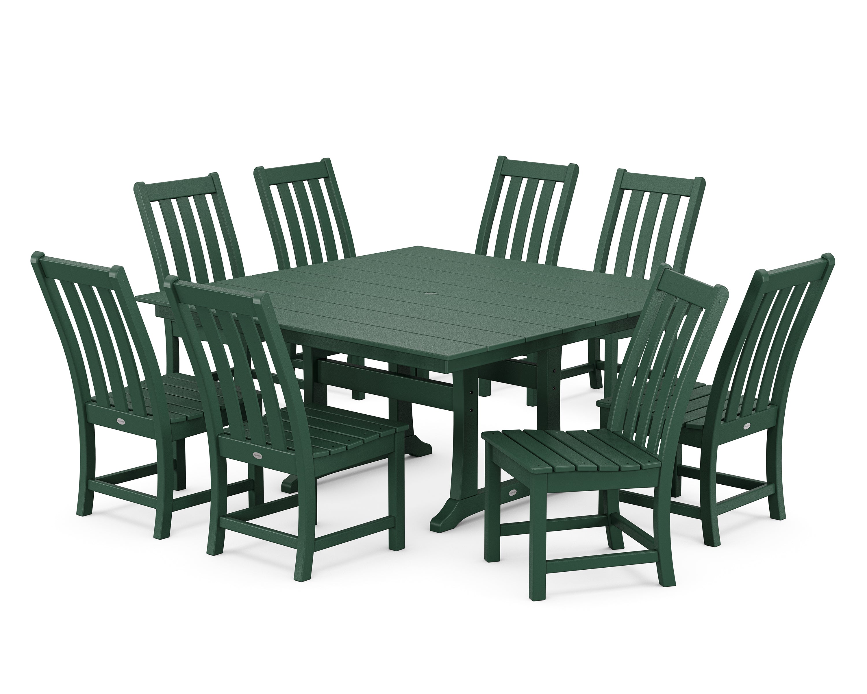 POLYWOOD Vineyard 9-Piece Farmhouse Trestle Dining Set in Green