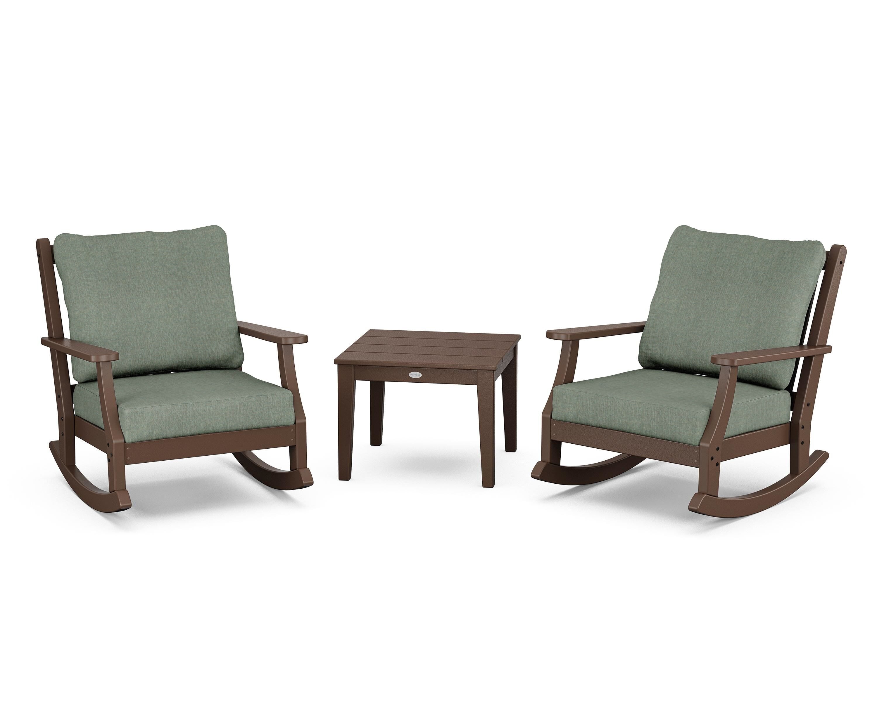 Country Living Wovendale 3-Piece Deep Seating Rocker Set in Mahogany / Cast Sage