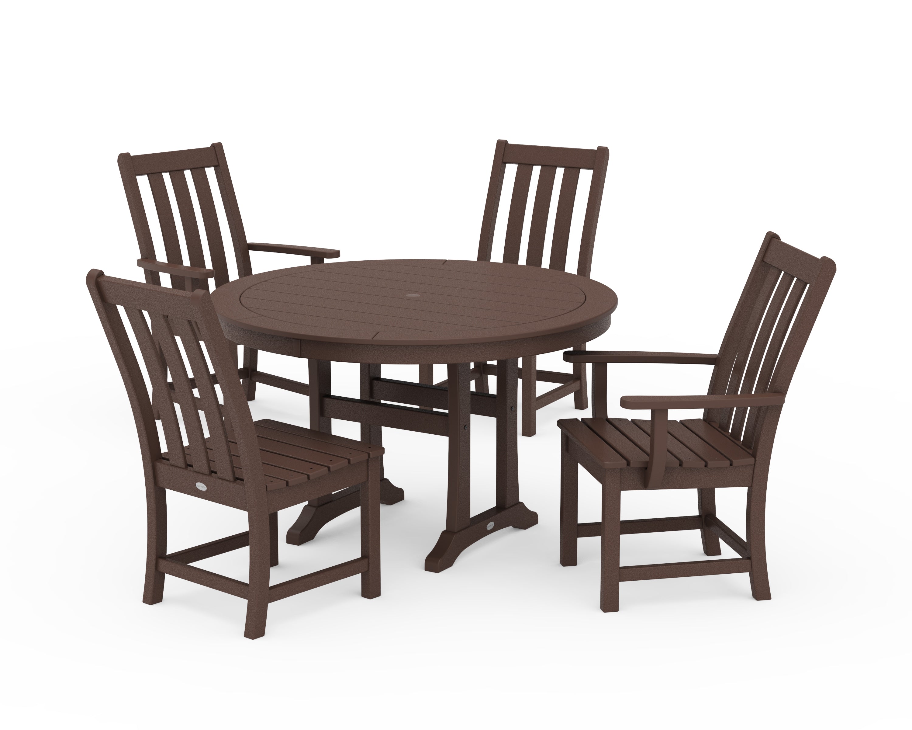 POLYWOOD Vineyard 5-Piece Nautical Trestle Dining Set in Mahogany