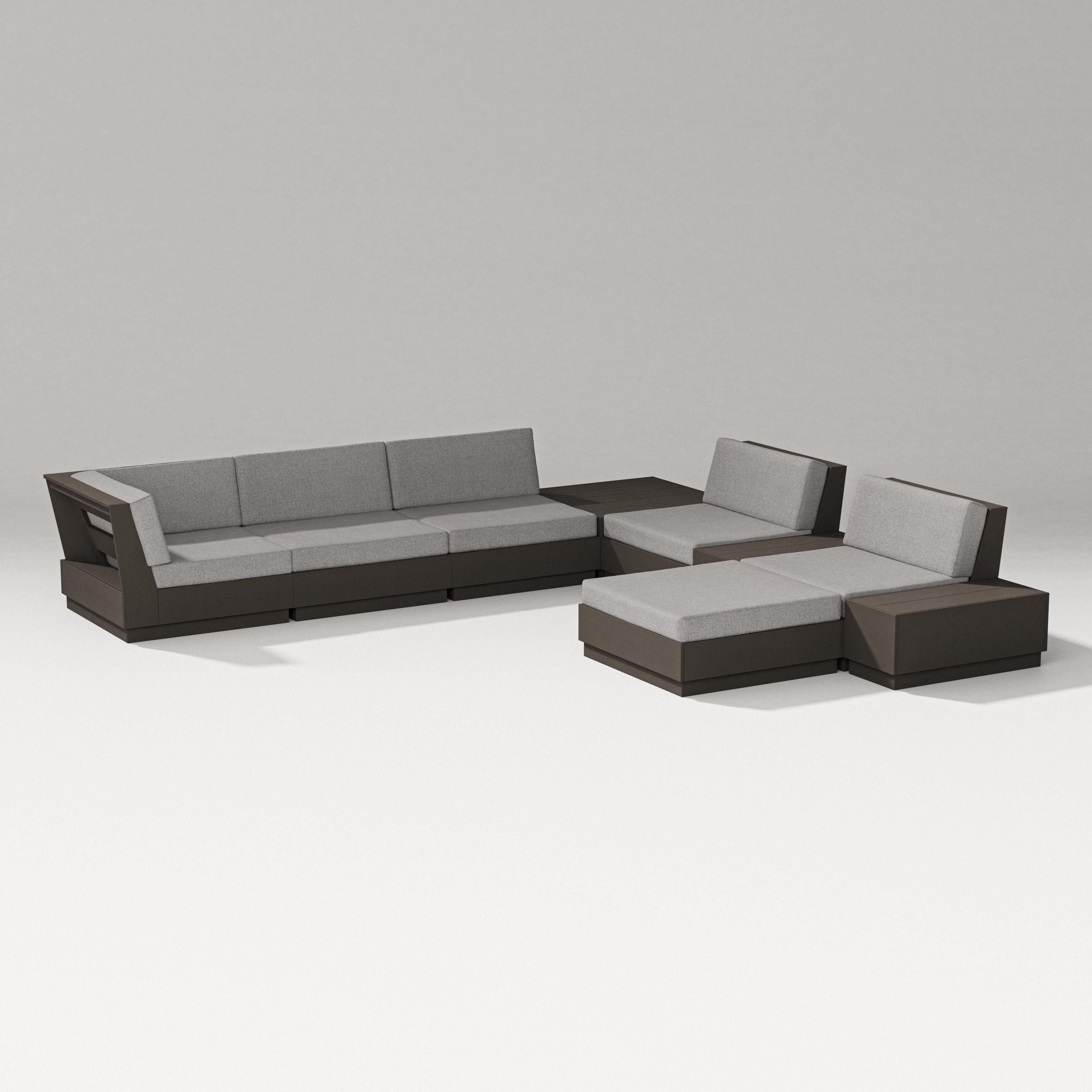 PW Designer Series Elevate 9-Piece Conversation Sectional in Vintage Coffee / Grey Mist