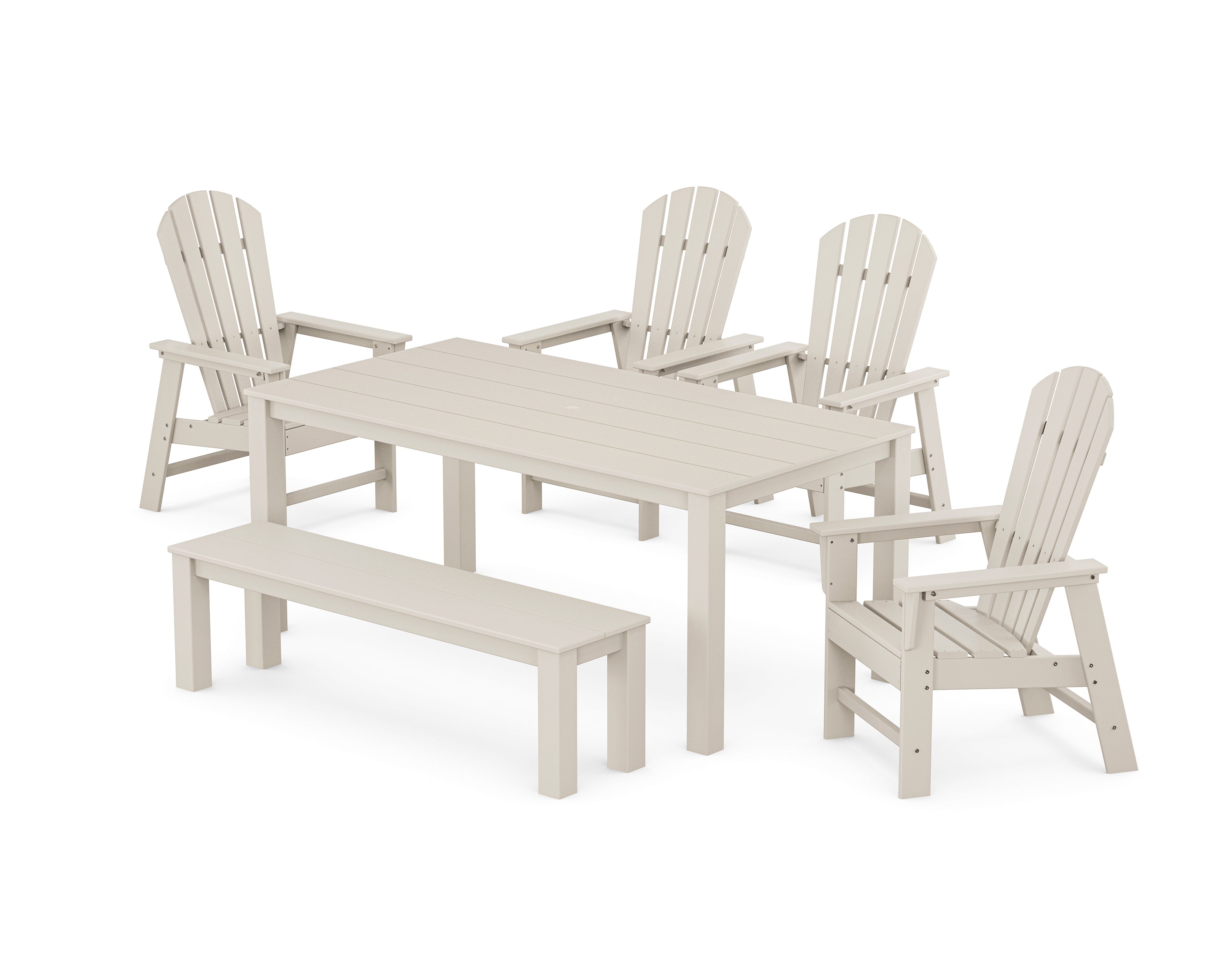 POLYWOOD South Beach 6-Piece Parsons Dining Set with Bench in Sand