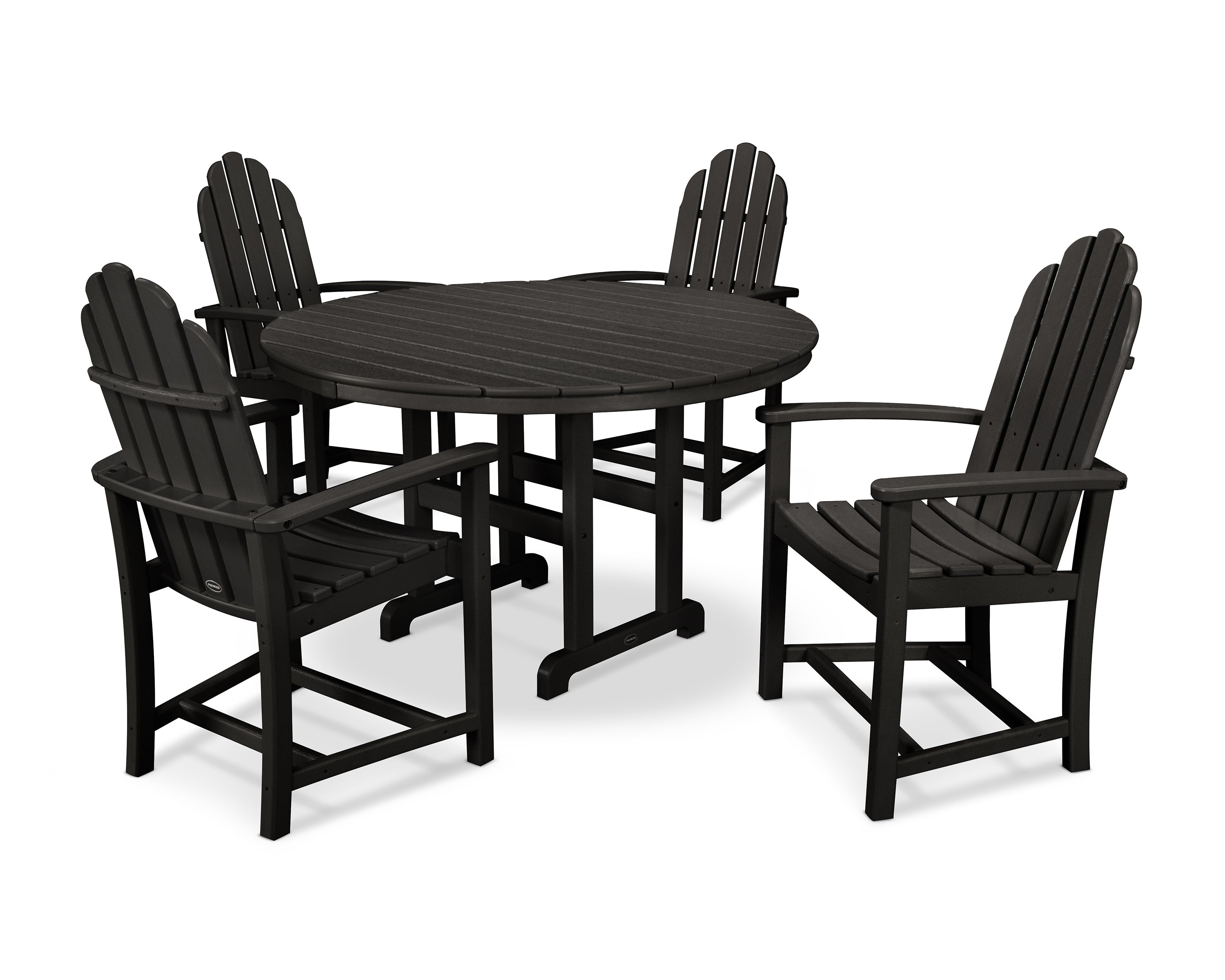POLYWOOD® Classic Adirondack 5-Piece Round Farmhouse Dining Set in Black