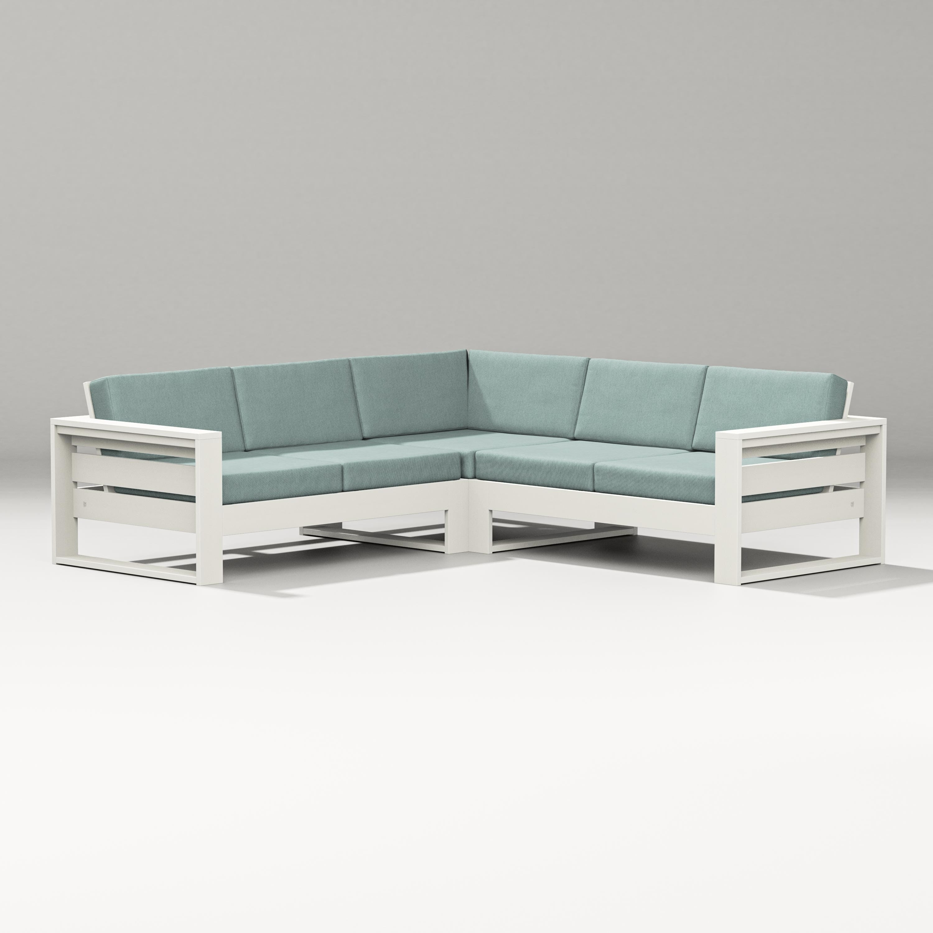 PW Designer Series Latitude Corner Sectional in Vintage White / Glacier Spa