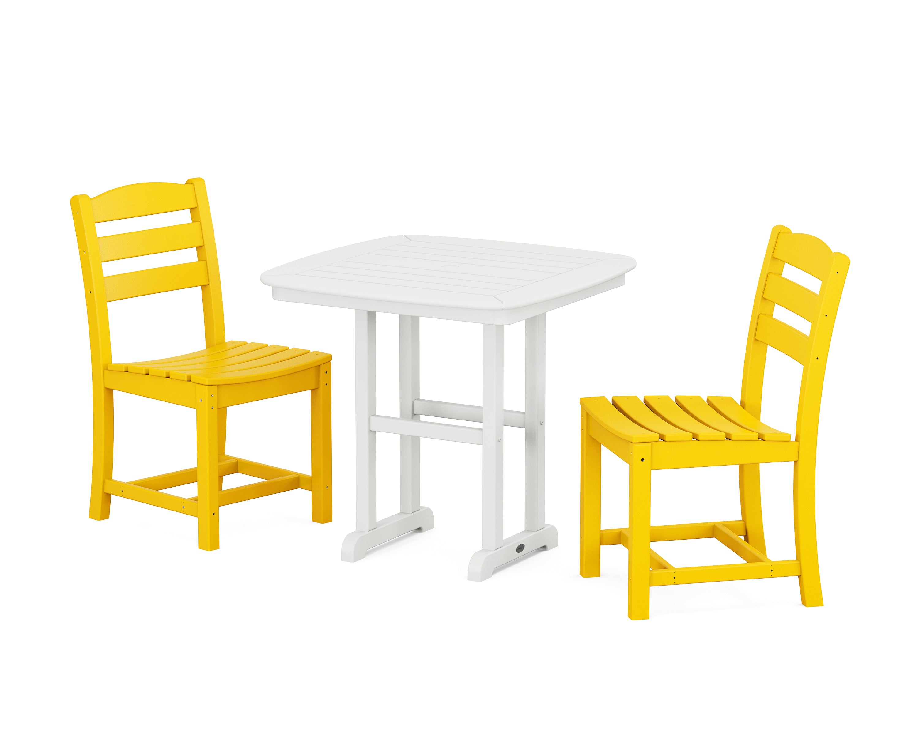 POLYWOOD La Casa Café Side Chair 3-Piece Dining Set in Lemon / White